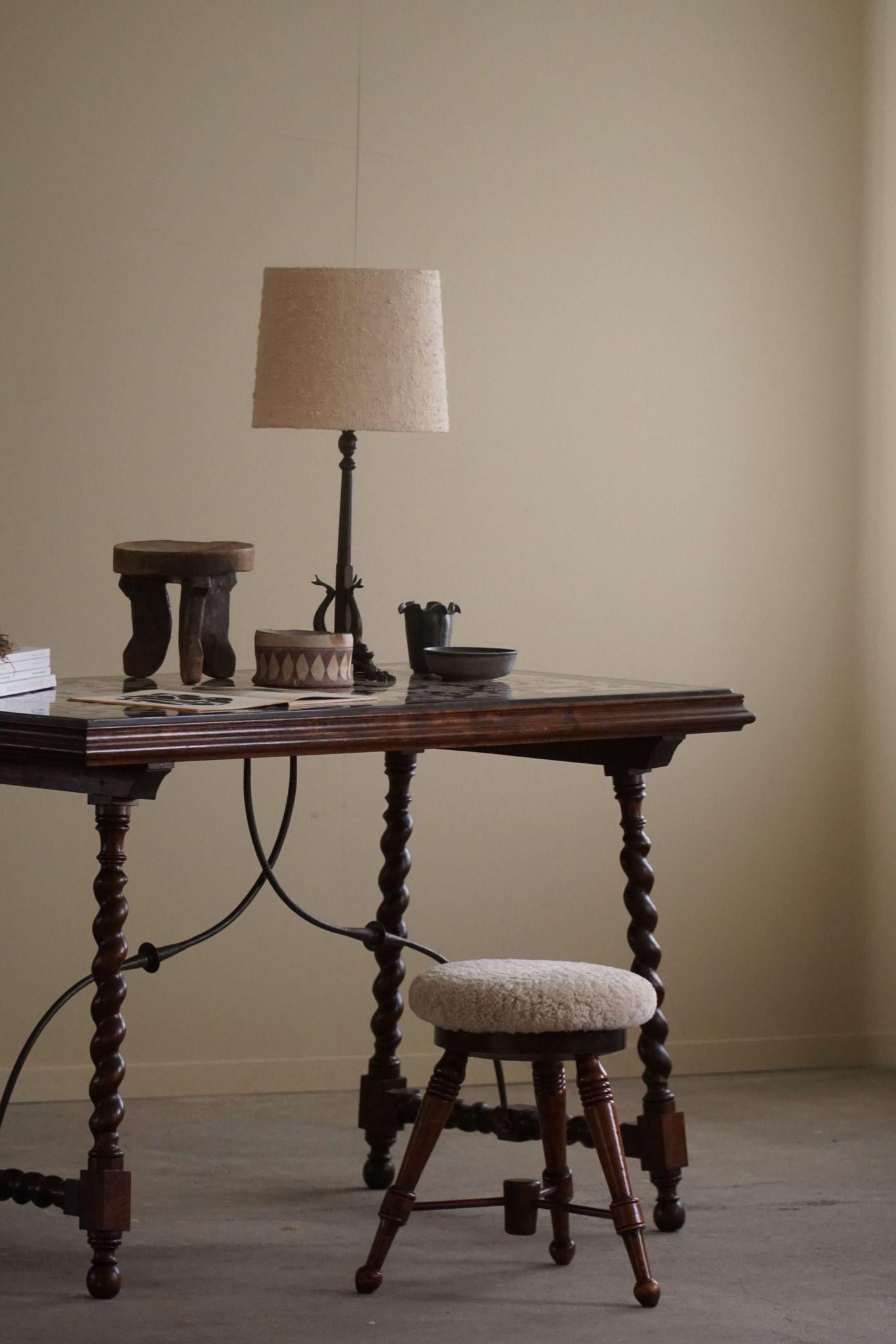 Antique Italian Center / Desk Table, Walnut & Marble, Naples, 19th Century For Sale 9