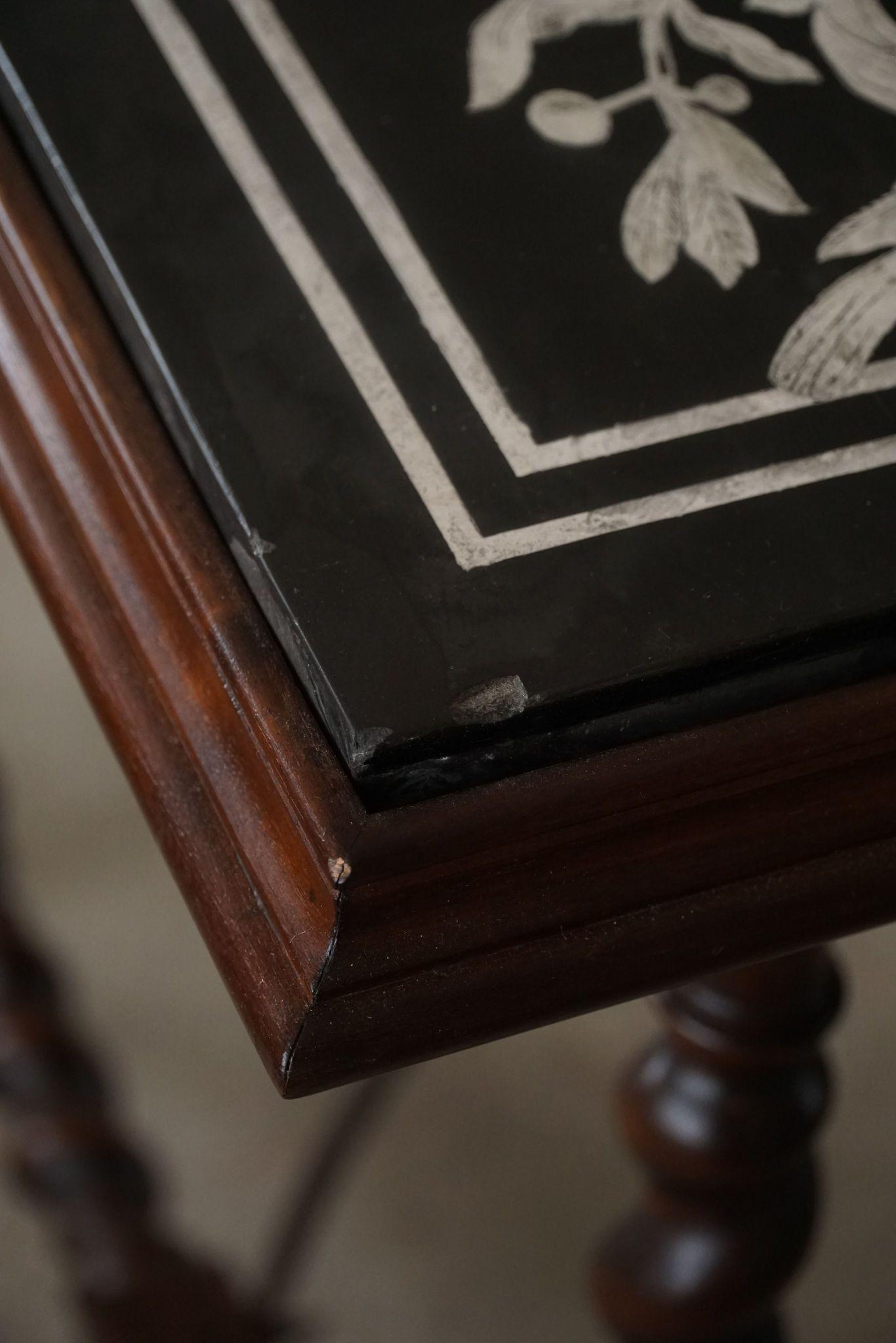 Antique Italian Center / Desk Table, Walnut & Marble, Naples, 19th Century For Sale 12