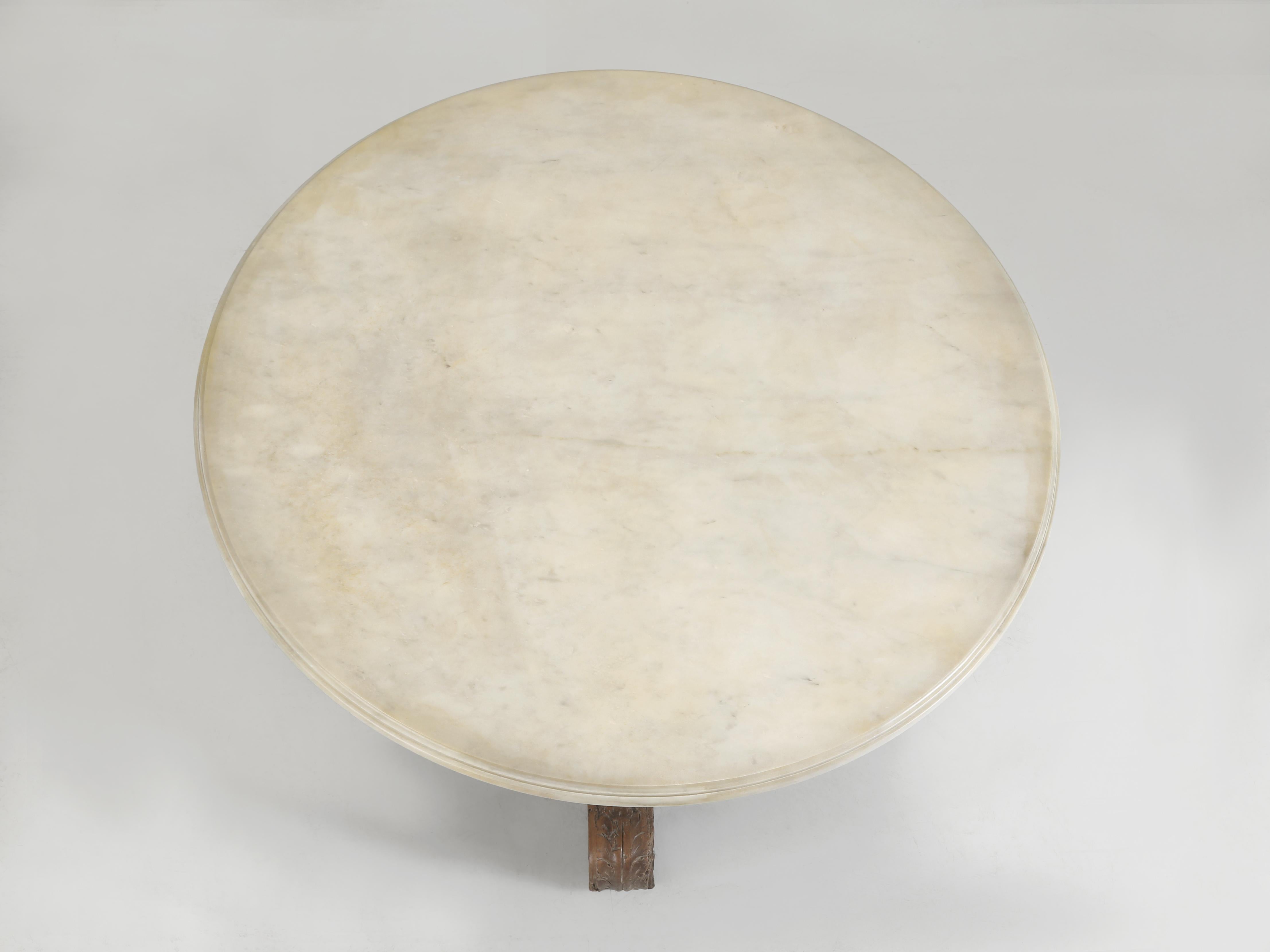 Antique Italian Center Hall Table or End Table c1700's Restored Carrara Marble For Sale 8