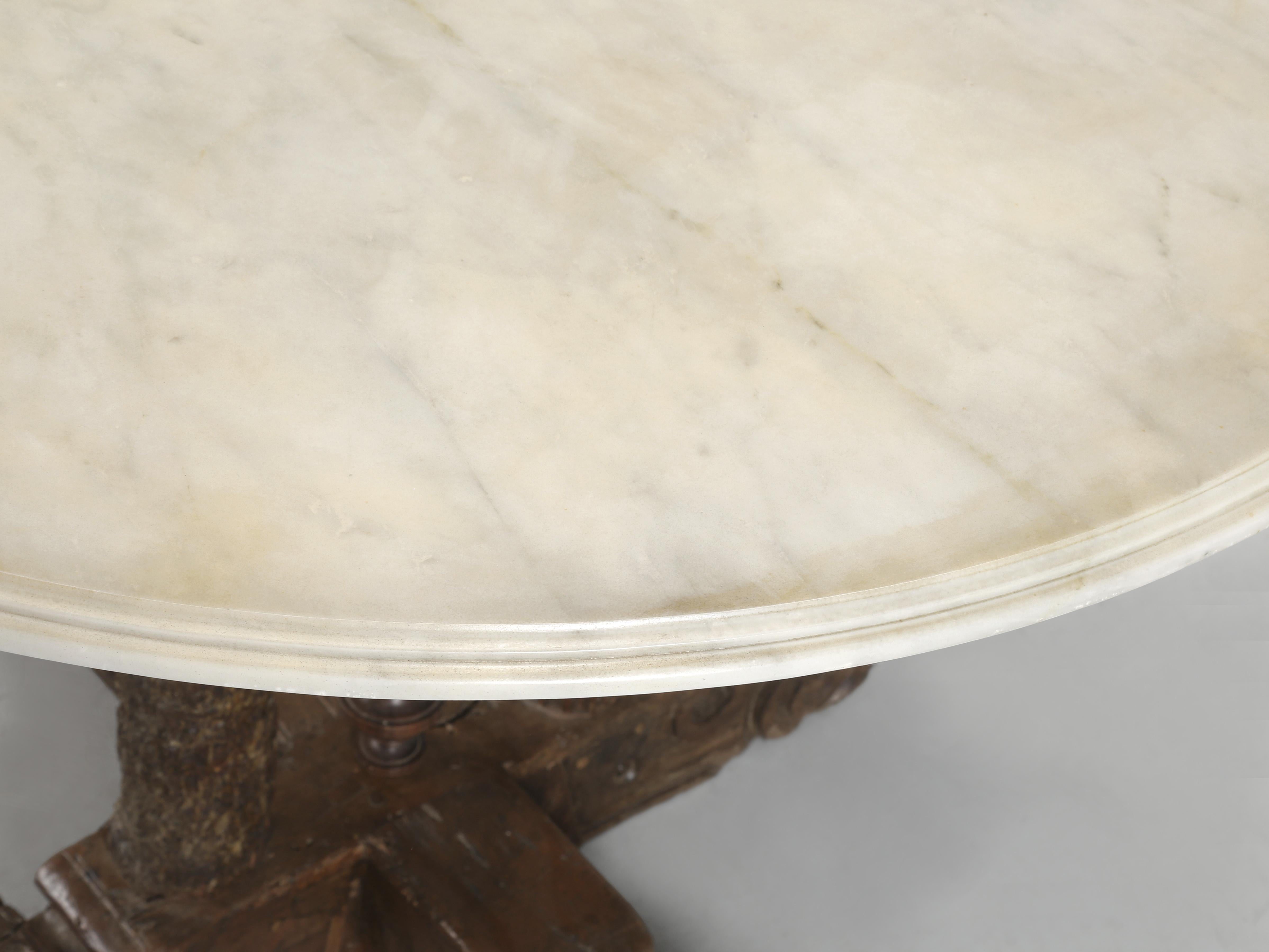 Antique Italian Center Hall Table or End Table c1700's Restored Carrara Marble For Sale 9