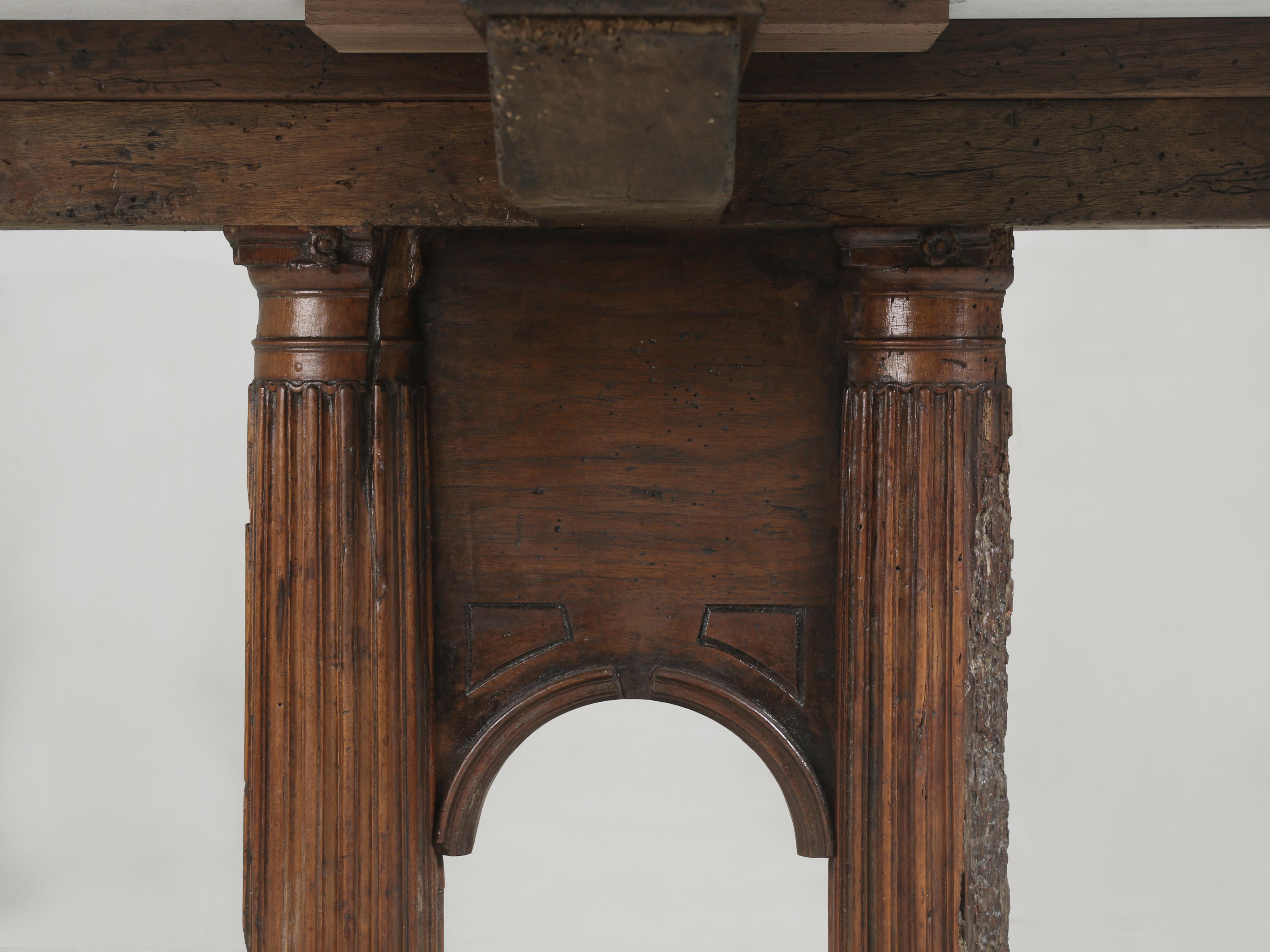 18th Century Antique Italian Center Hall Table or End Table c1700's Restored Carrara Marble For Sale