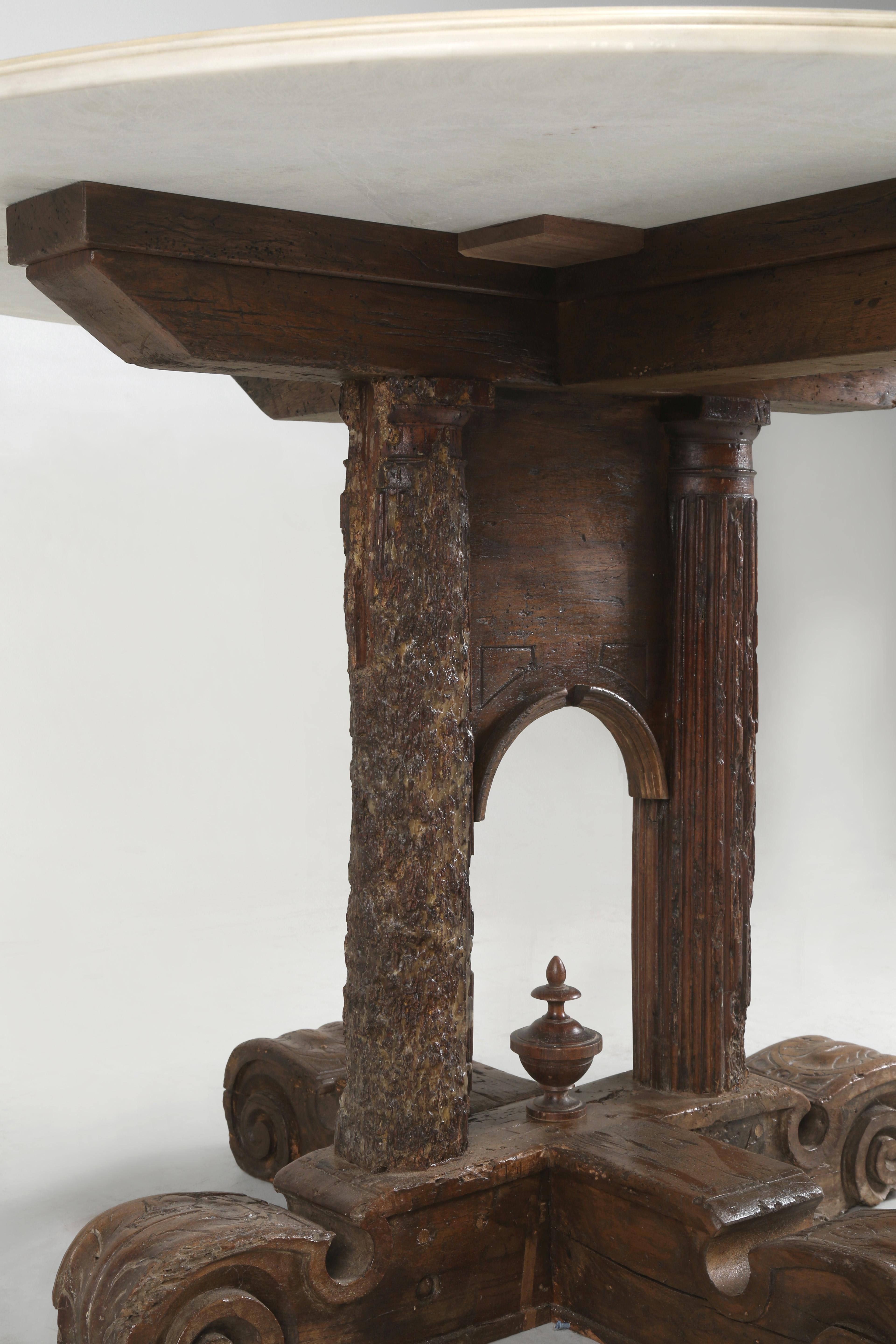 Antique Italian Center Hall Table or End Table c1700's Restored Carrara Marble For Sale 1