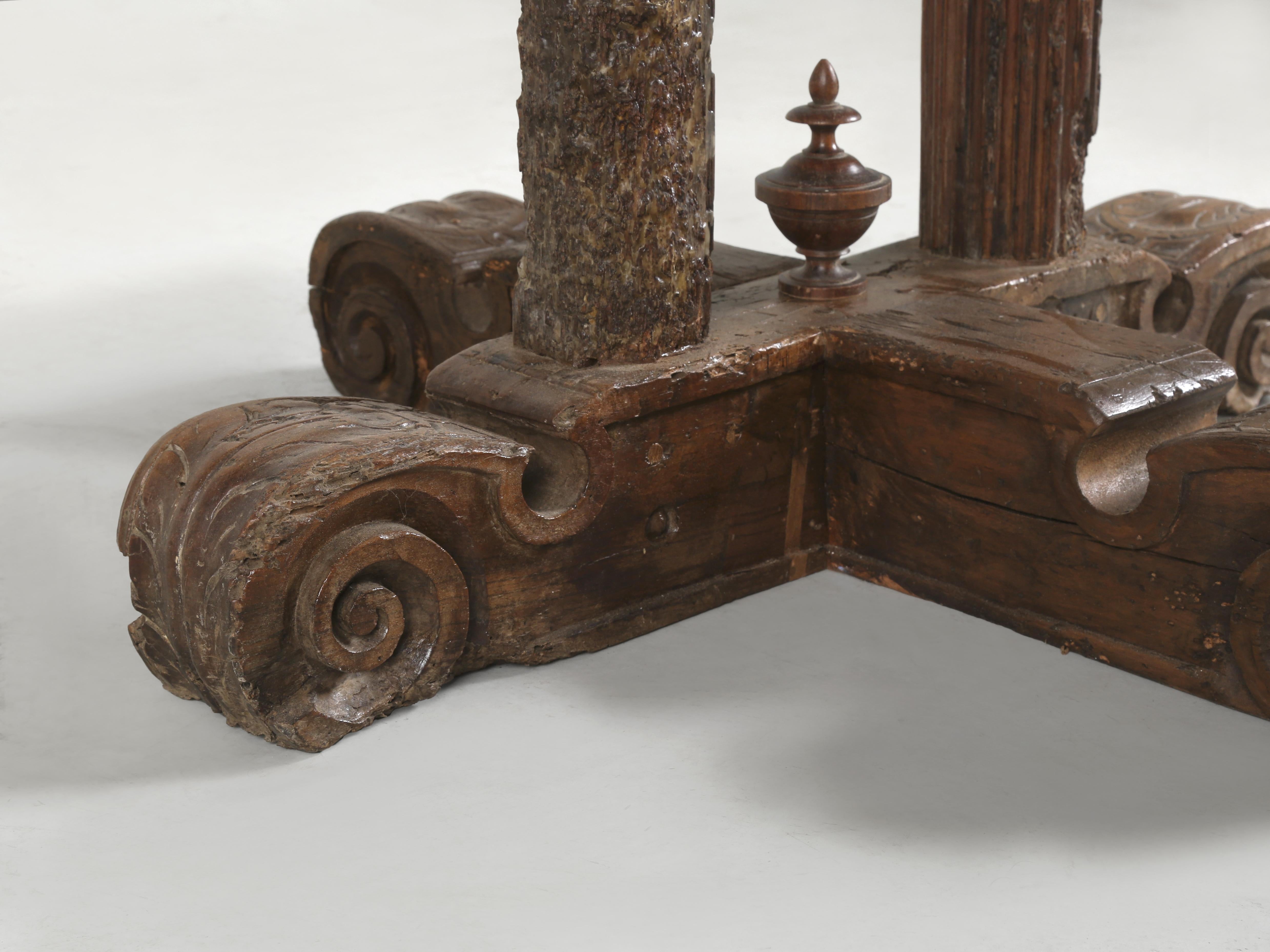 Antique Italian Center Hall Table or End Table c1700's Restored Carrara Marble For Sale 4