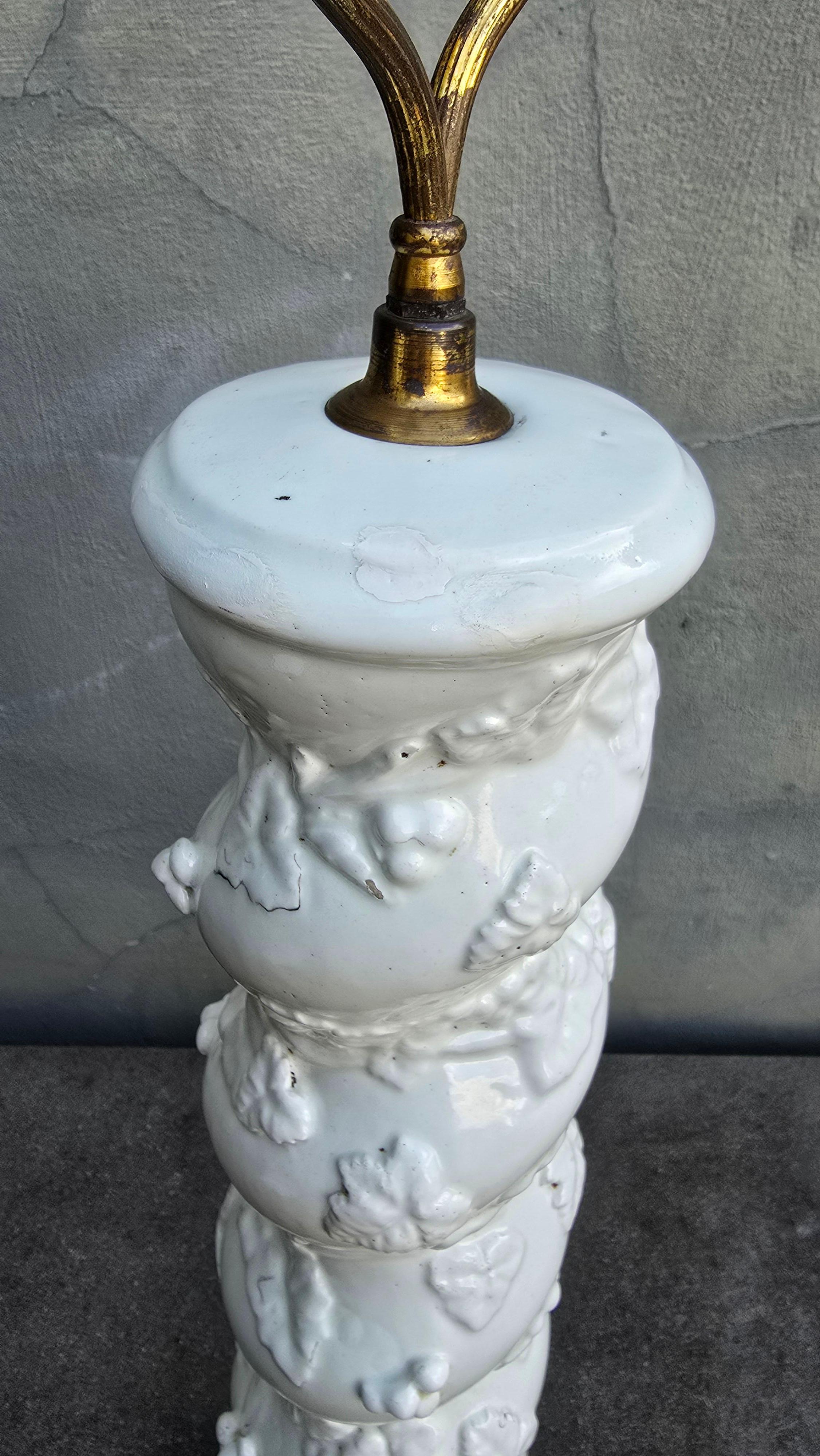 Antique Italian Ceramic Lamp Base in Rococo Revival Style en venta 2