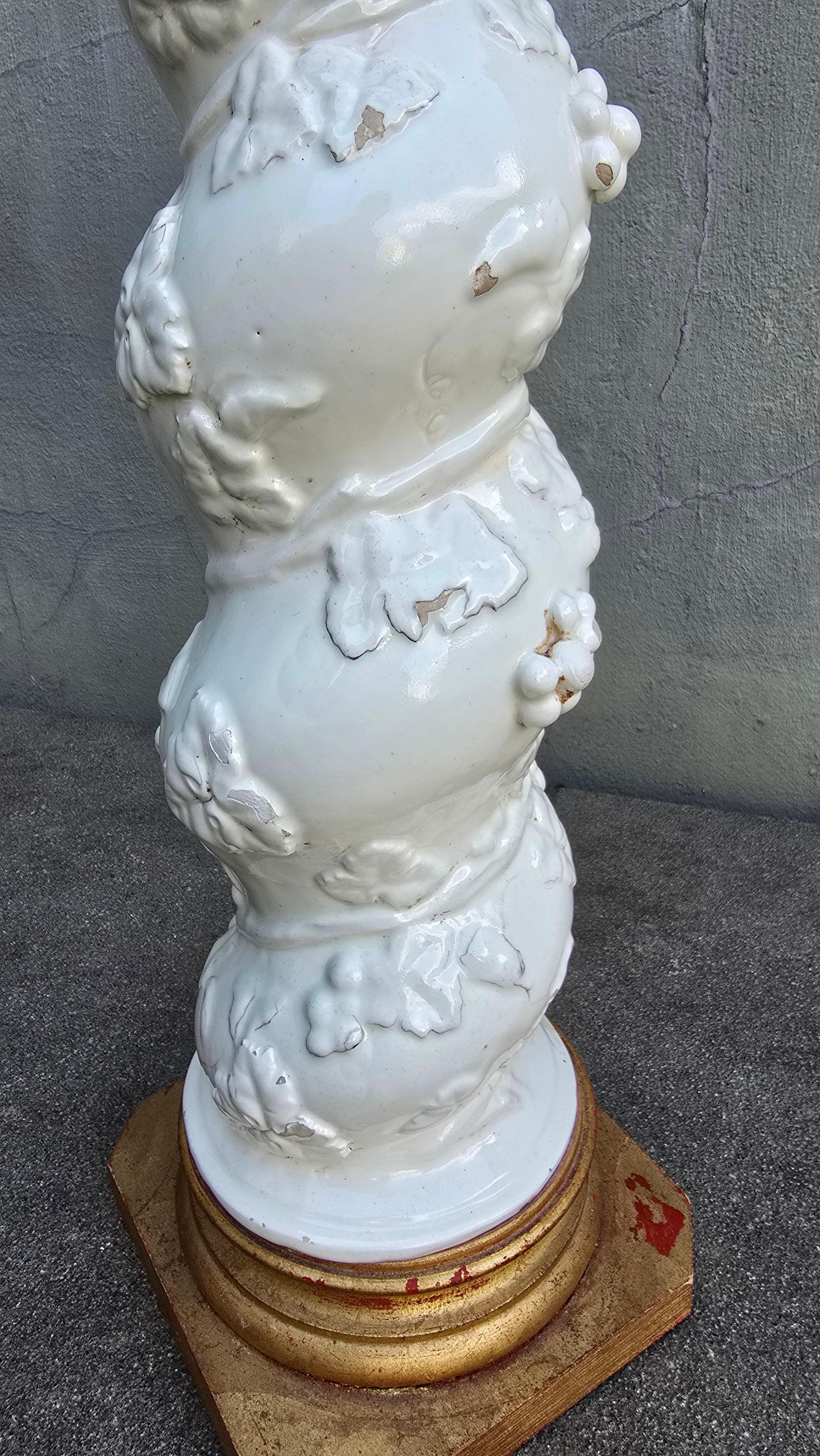 Antique Italian Ceramic Lamp Base in Rococo Revival Style Latón en venta
