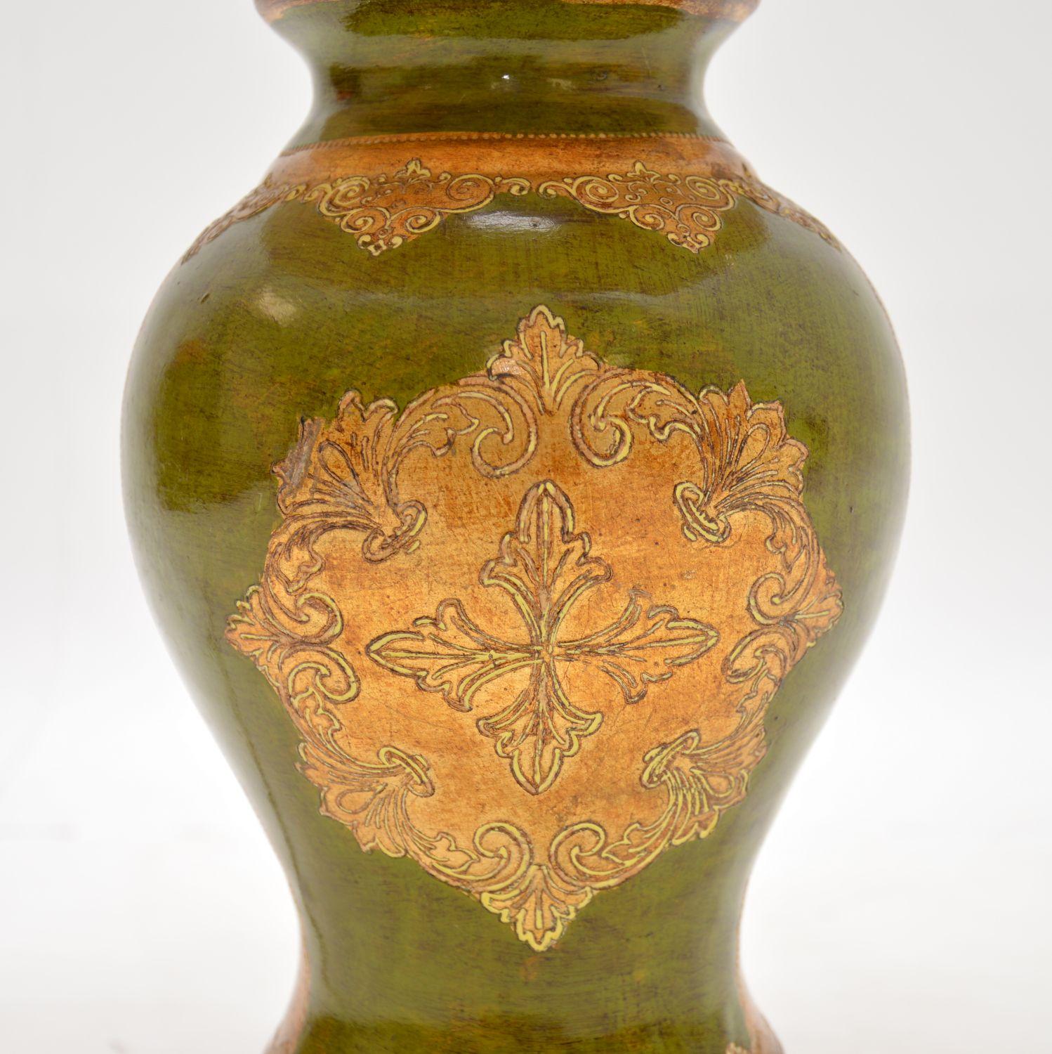 Mid-20th Century Antique Italian Ceramic Table Lamp For Sale