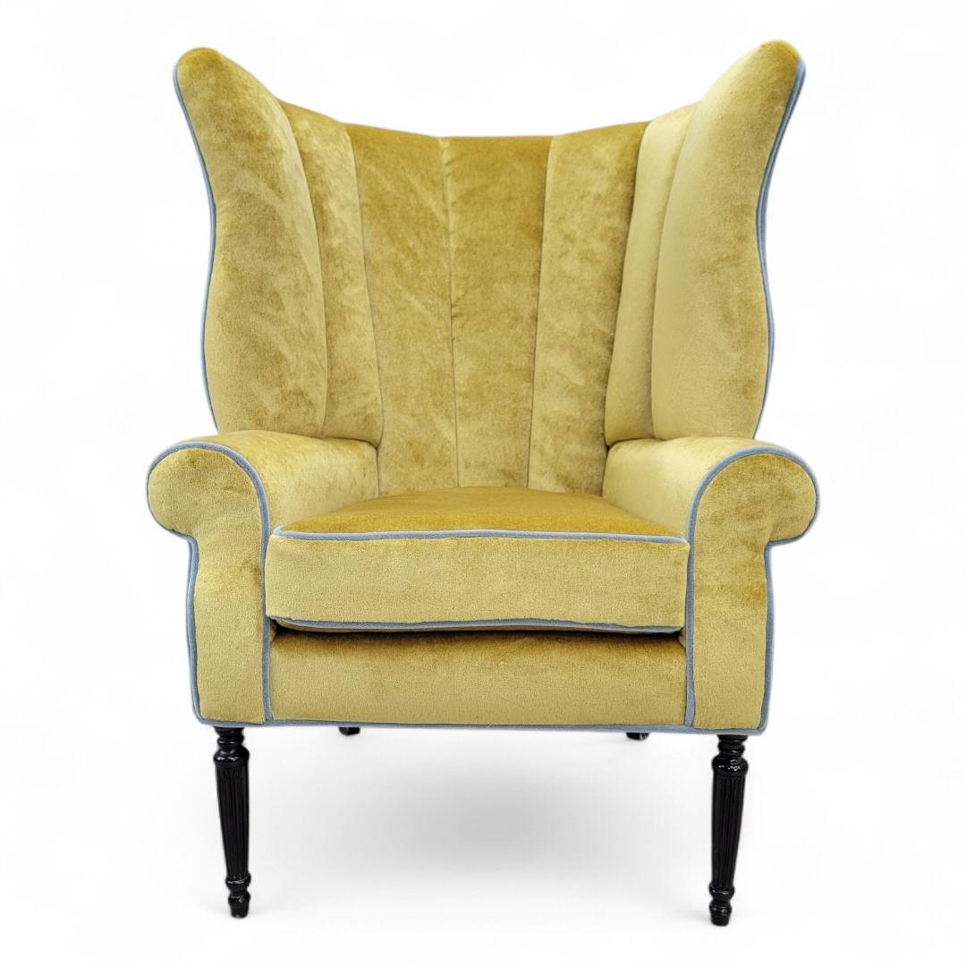 Antique Italian Channeled Barrel Back Armchair with Walnut Legs in Mohair For Sale 8
