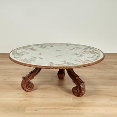 Antique Italian Chinoiserie Reverse Painted Coffee Table