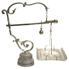 Antique Italian Chrome Plated Brass and Marble Merchant Scale