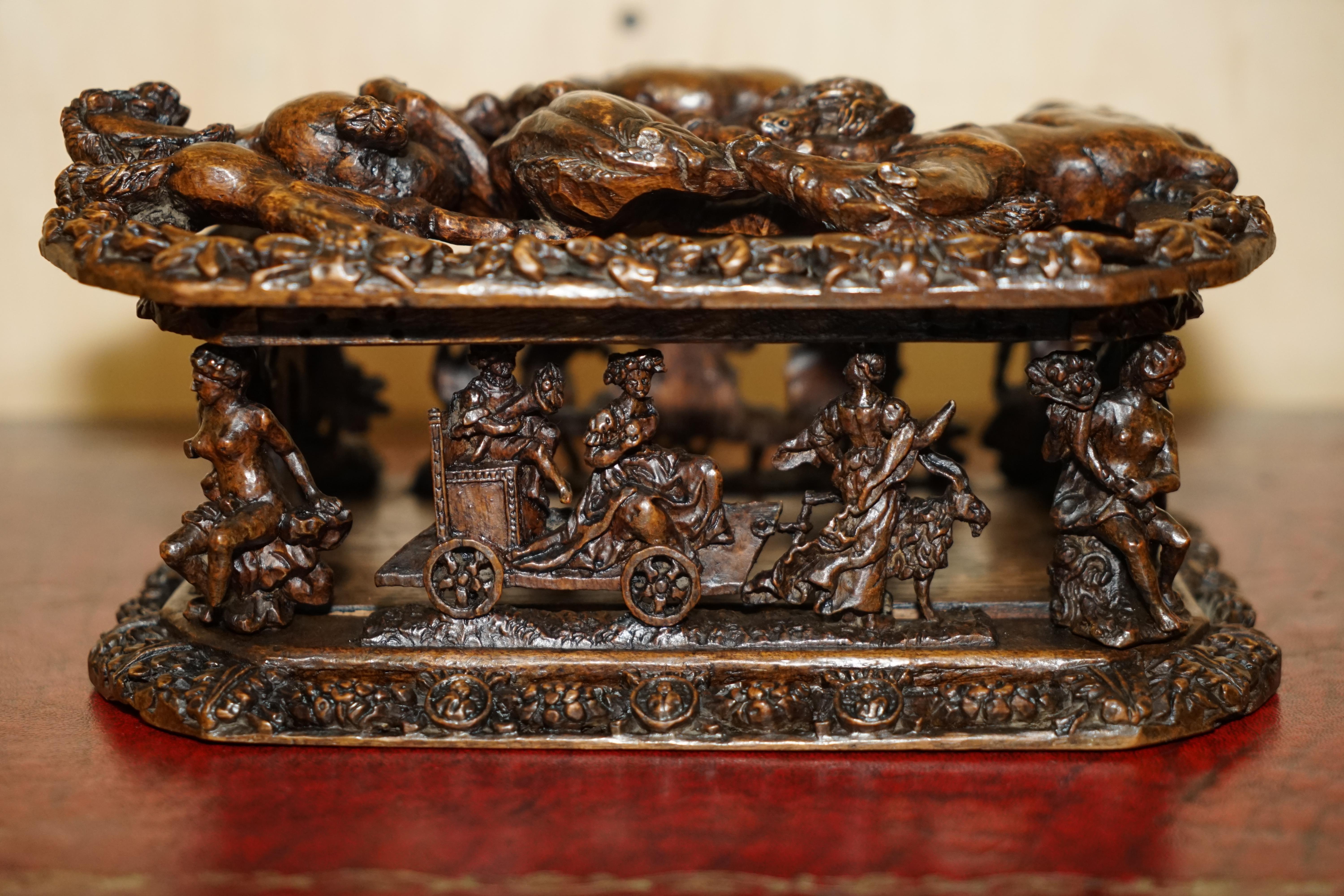 ANTiQUE ITALIAN CIRCA 1840 HEAVILY CARVED BOX DEPICTING STALLION HORSES MUST SEE For Sale 7