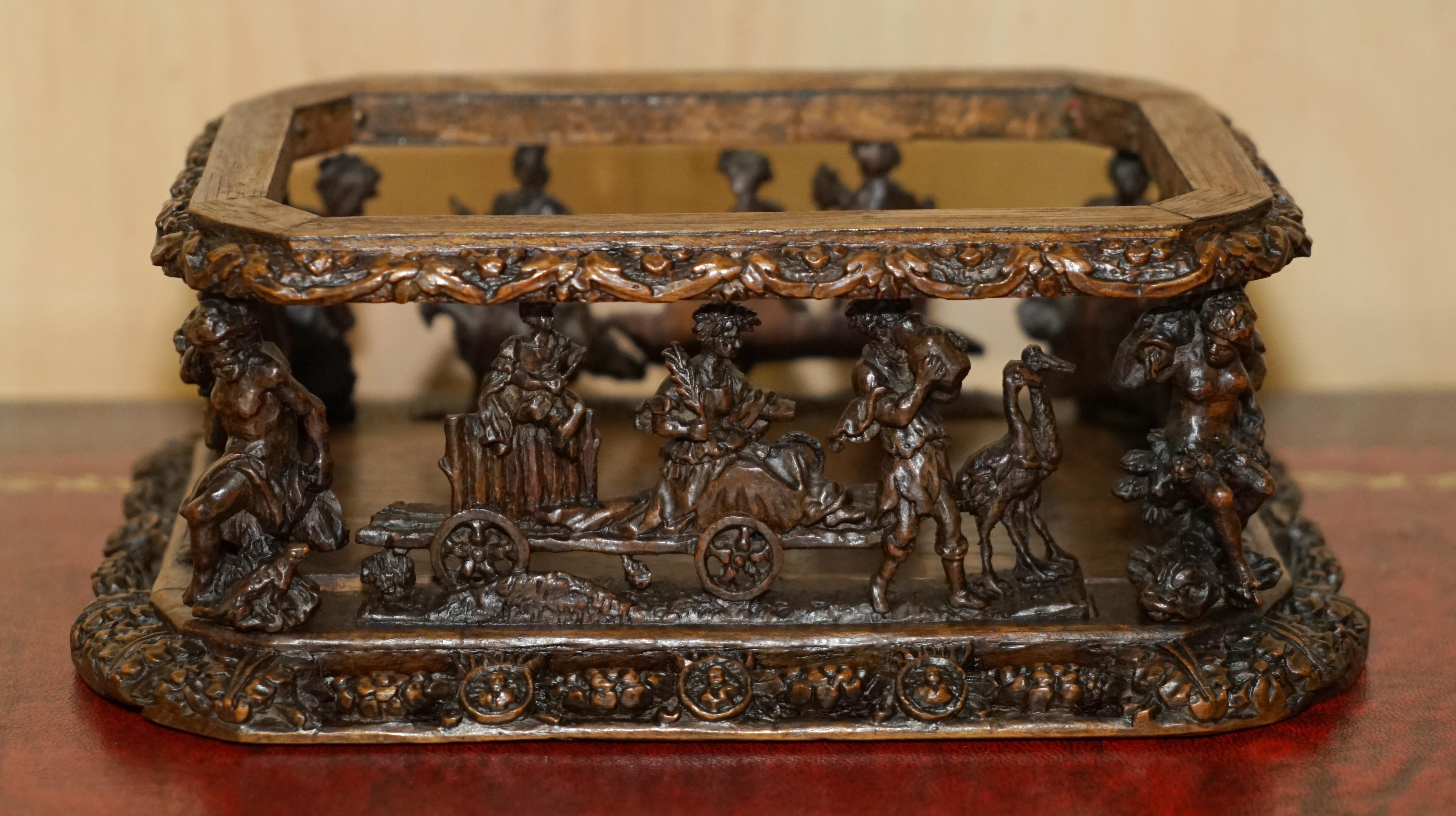 ANTiQUE ITALIAN CIRCA 1840 HEAVILY CARVED BOX DEPICTING STALLION HORSES MUST SEE For Sale 11