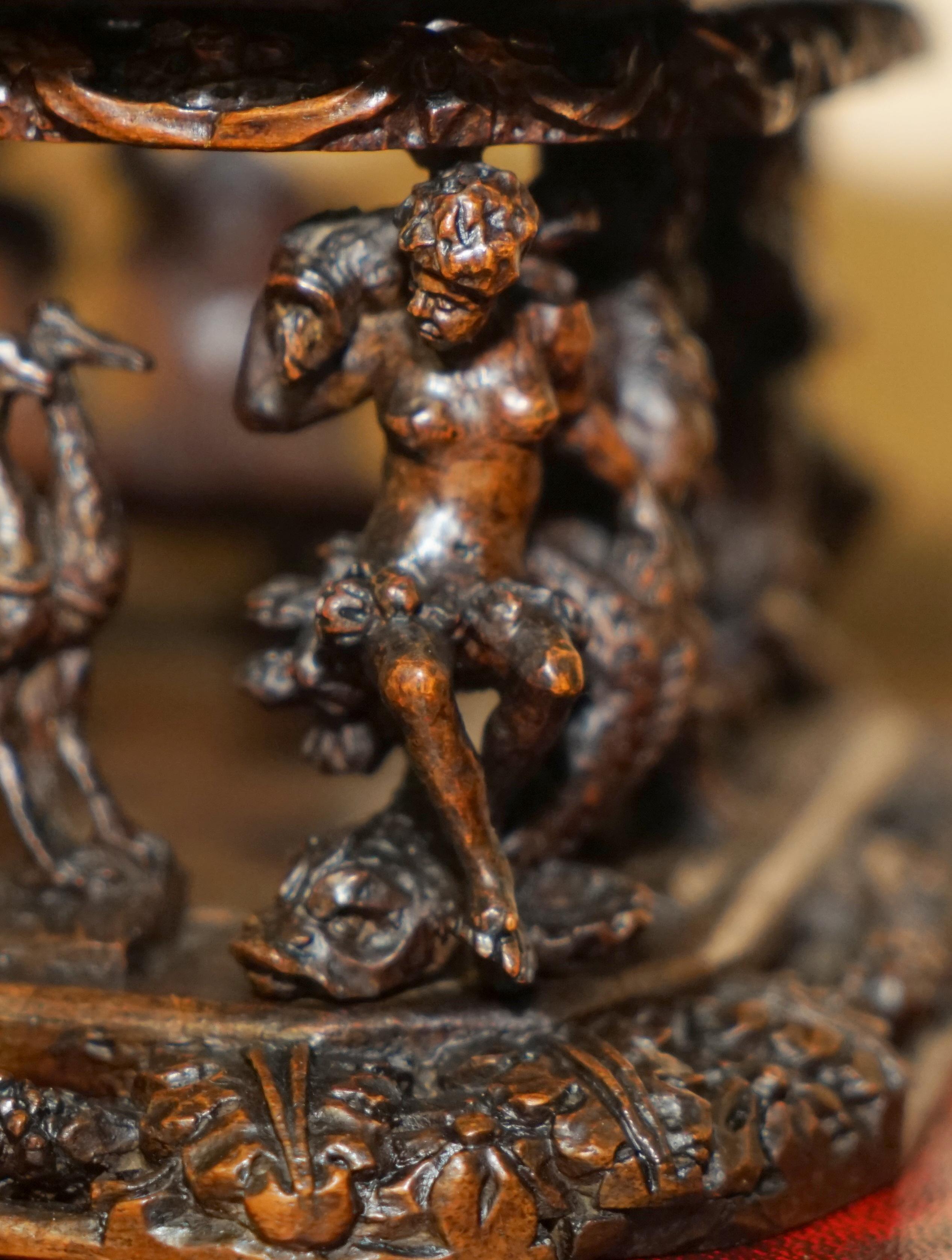 Mid-19th Century ANTiQUE ITALIAN CIRCA 1840 HEAVILY CARVED BOX DEPICTING STALLION HORSES MUST SEE For Sale