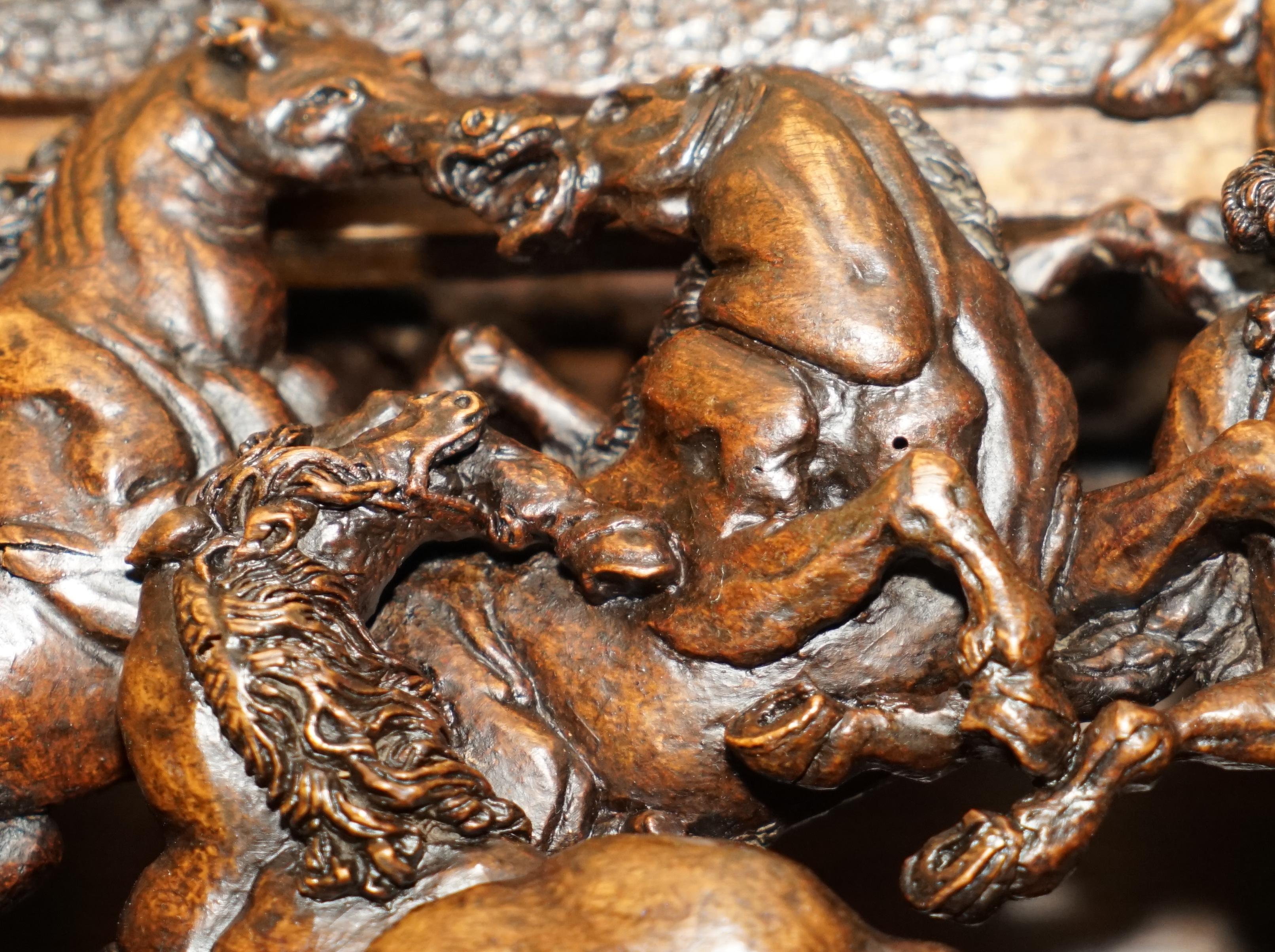ANTiQUE ITALIAN CIRCA 1840 HEAVILY CARVED BOX DEPICTING STALLION HORSES MUST SEE For Sale 2