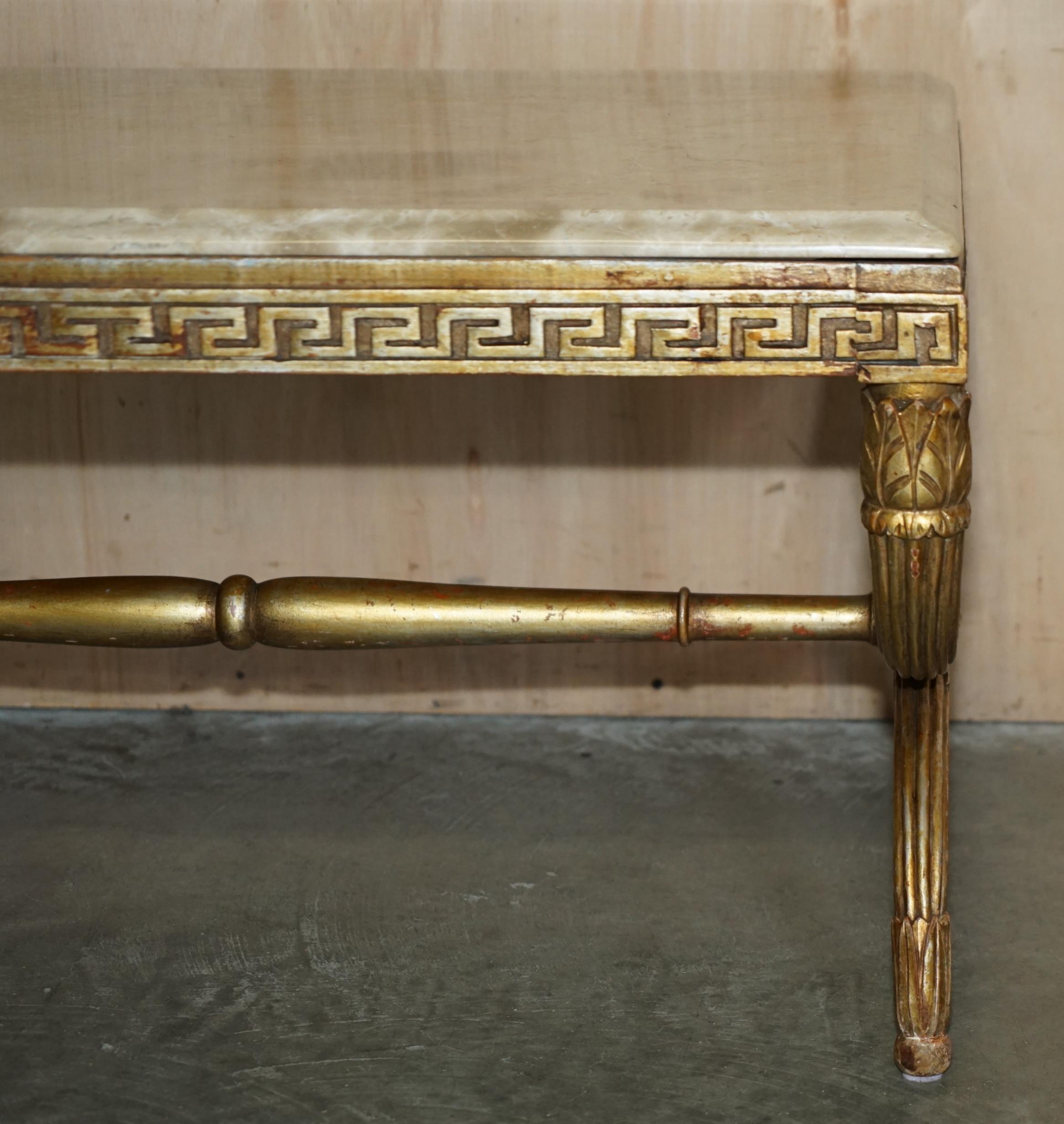 ANTIQUE ITALIAN CiRCA 1860 ORNATELY CARVED & GILTWOOD MARBLE TOPPED COFFEE TABLE For Sale 3