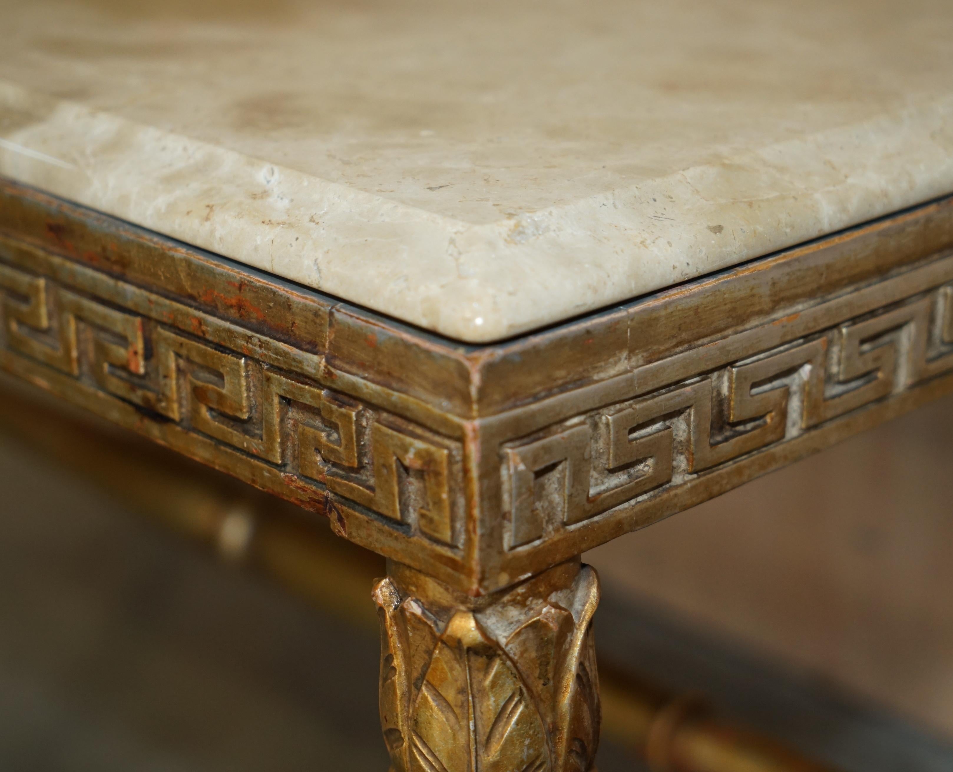 ANTIQUE ITALIAN CiRCA 1860 ORNATELY CARVED & GILTWOOD MARBLE TOPPED COFFEE TABLE For Sale 6