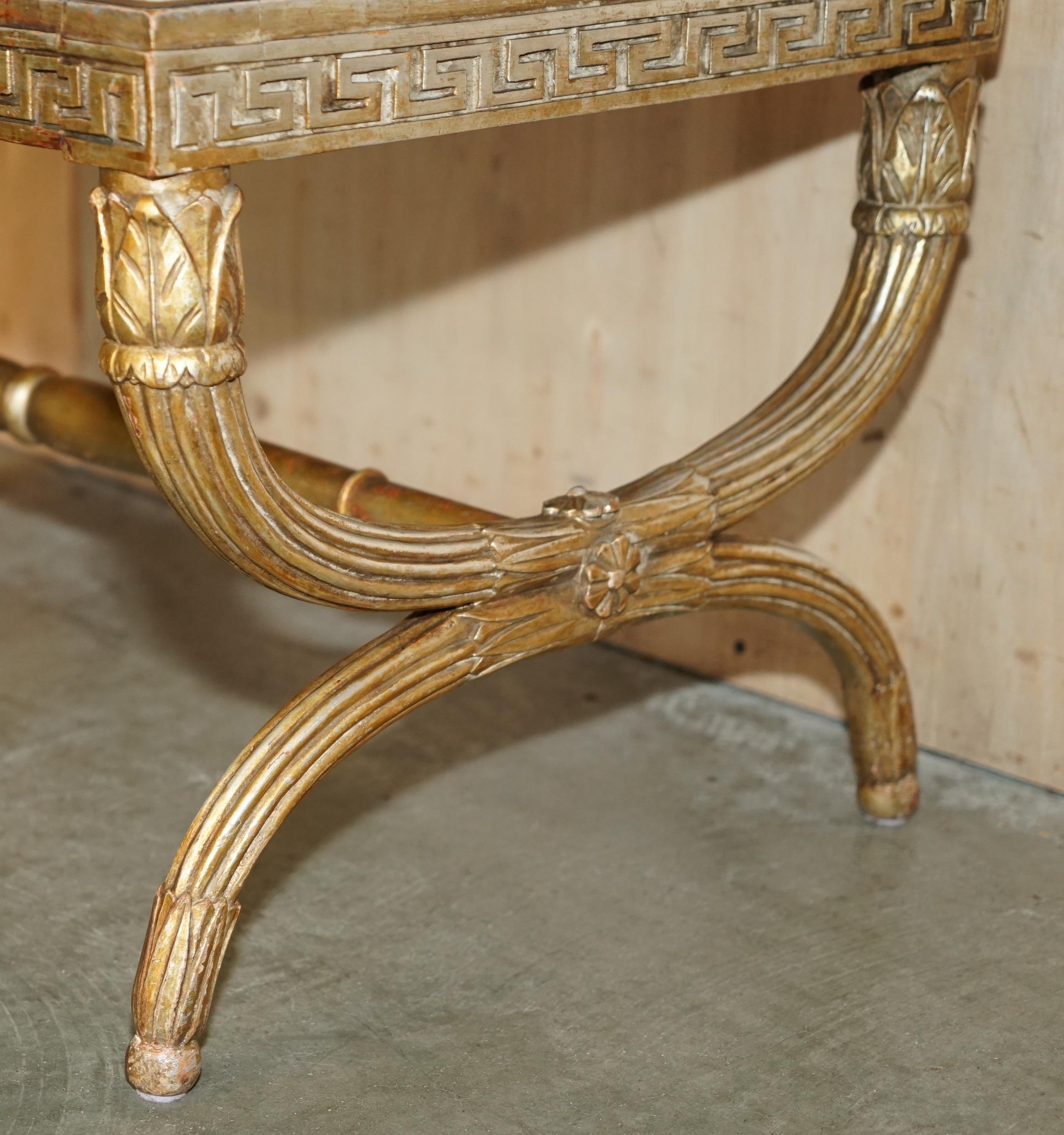 ANTIQUE ITALIAN CiRCA 1860 ORNATELY CARVED & GILTWOOD MARBLE TOPPED COFFEE TABLE For Sale 7