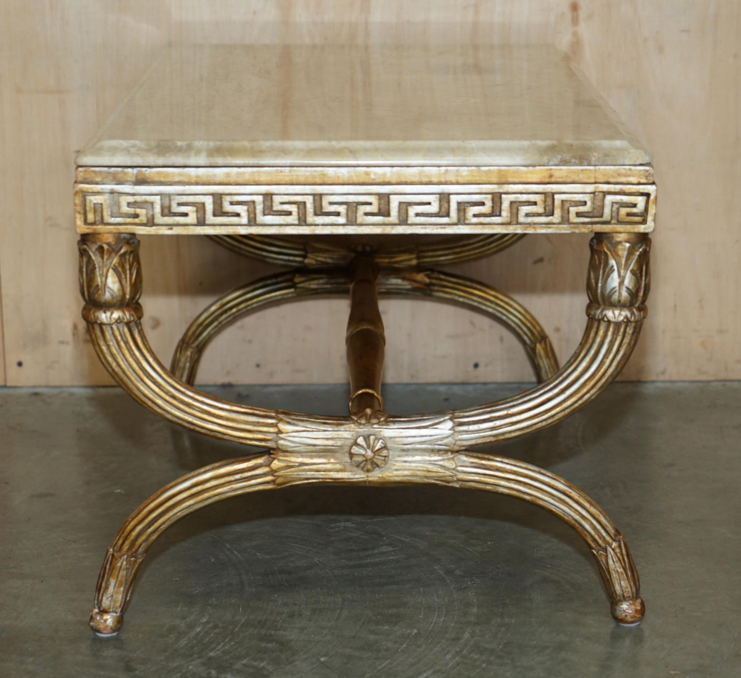 ANTIQUE ITALIAN CiRCA 1860 ORNATELY CARVED & GILTWOOD MARBLE TOPPED COFFEE TABLE For Sale 11