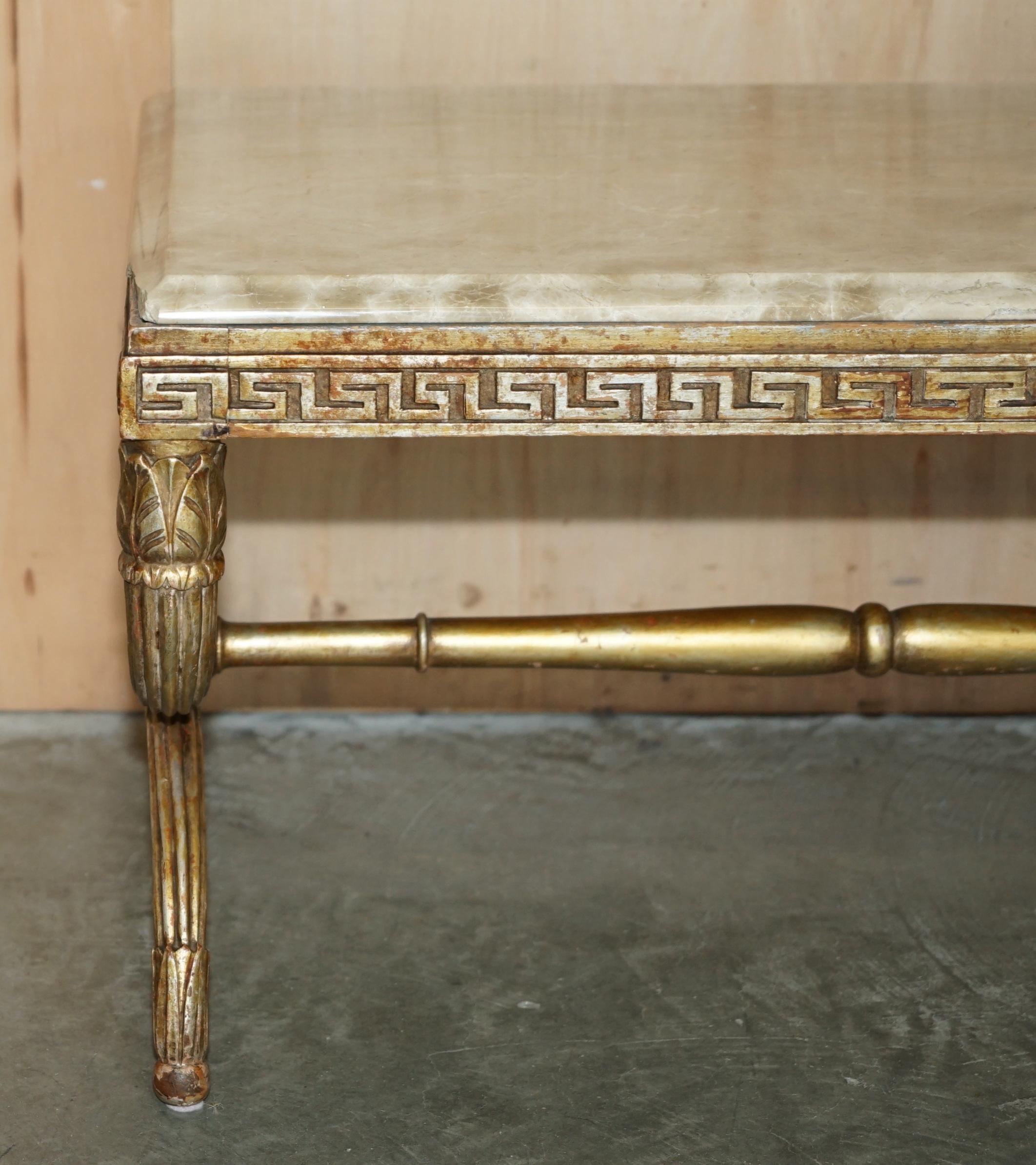 High Victorian ANTIQUE ITALIAN CiRCA 1860 ORNATELY CARVED & GILTWOOD MARBLE TOPPED COFFEE TABLE For Sale