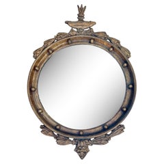 Antique Italian Circular Gilt Wood Mirror