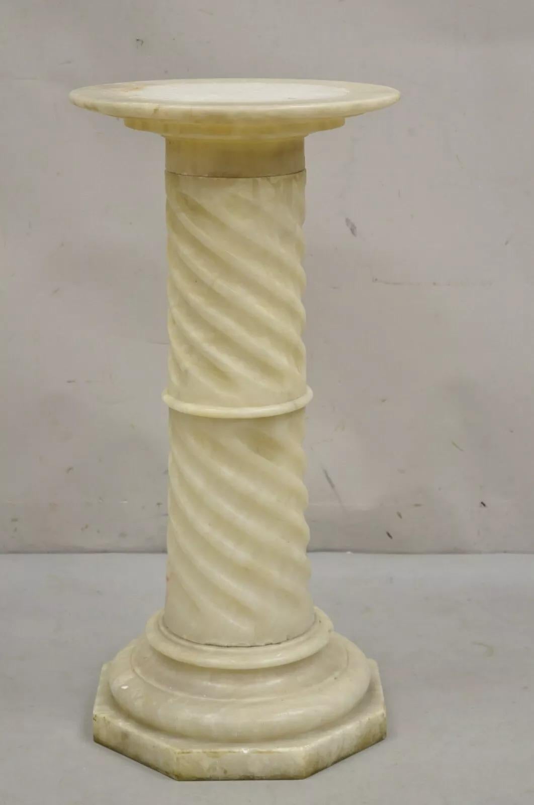 Antique Italian Classical Alabaster Marble Spiral Column 28