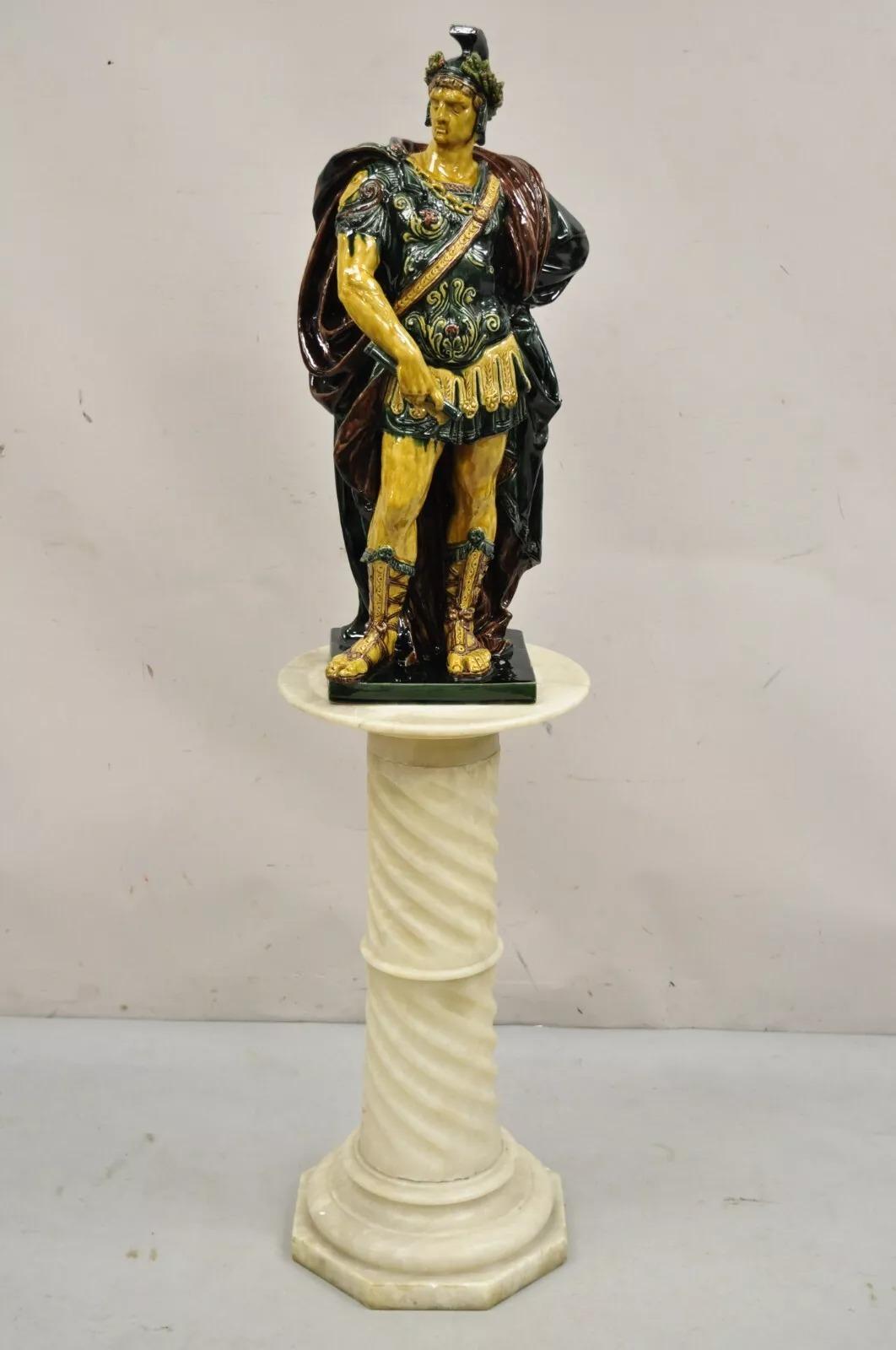 Antique Italian Classical Alabaster Marble Carved Spiral Column 28