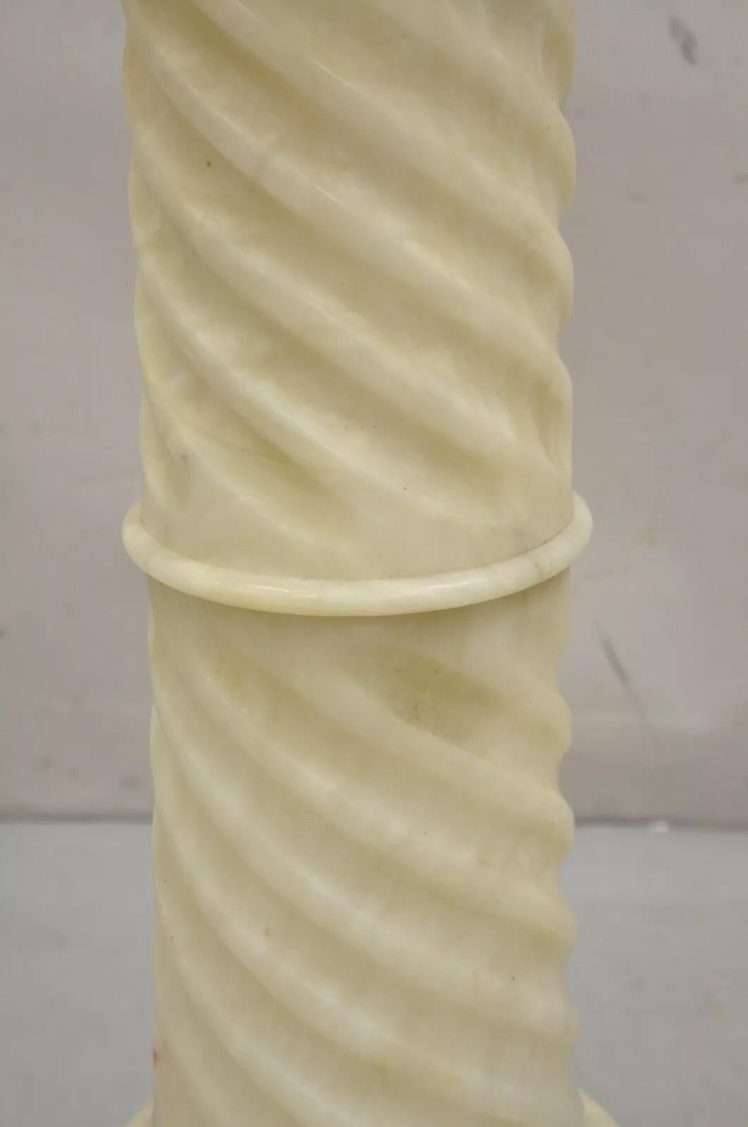 Neoclassical Antique Italian Classical Alabaster Marble Spiral Column 28
