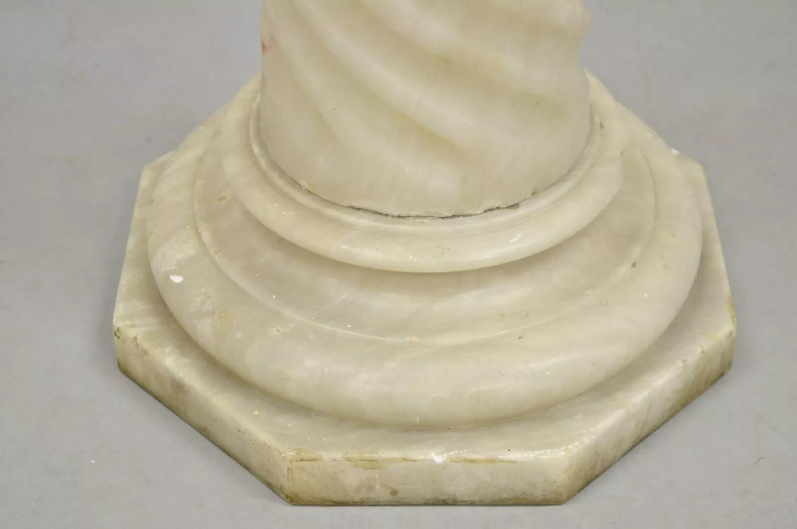 Antique Italian Classical Alabaster Marble Spiral Column 28