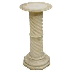 Antica colonna classica italiana a spirale in marmo alabastro da 28" con piedistallo corto