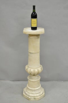 Antique Italian Classical Carved Marble Column Empire Pedestal Bust Stand