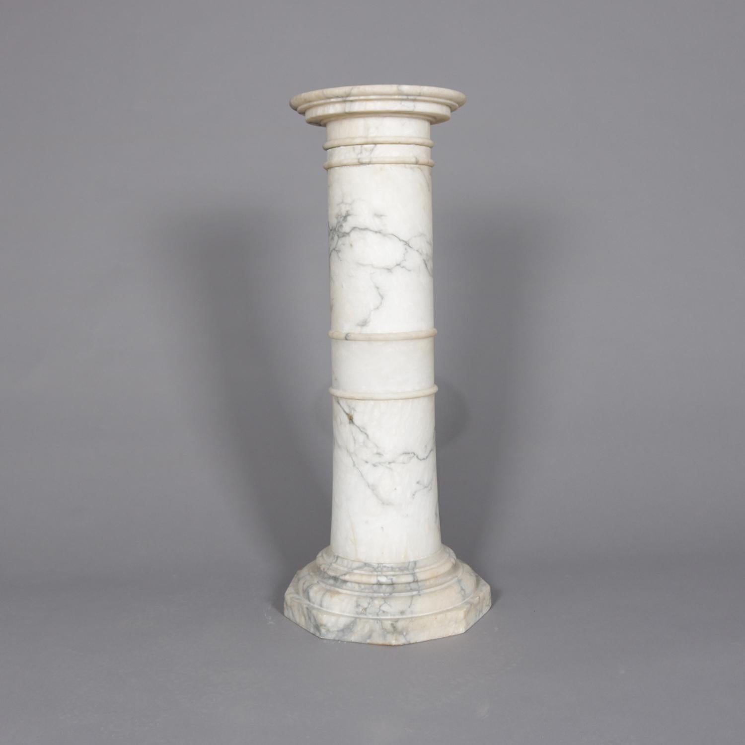 Carved Antique Italian Classical Corinthian Column Sculpture Display Pedestal