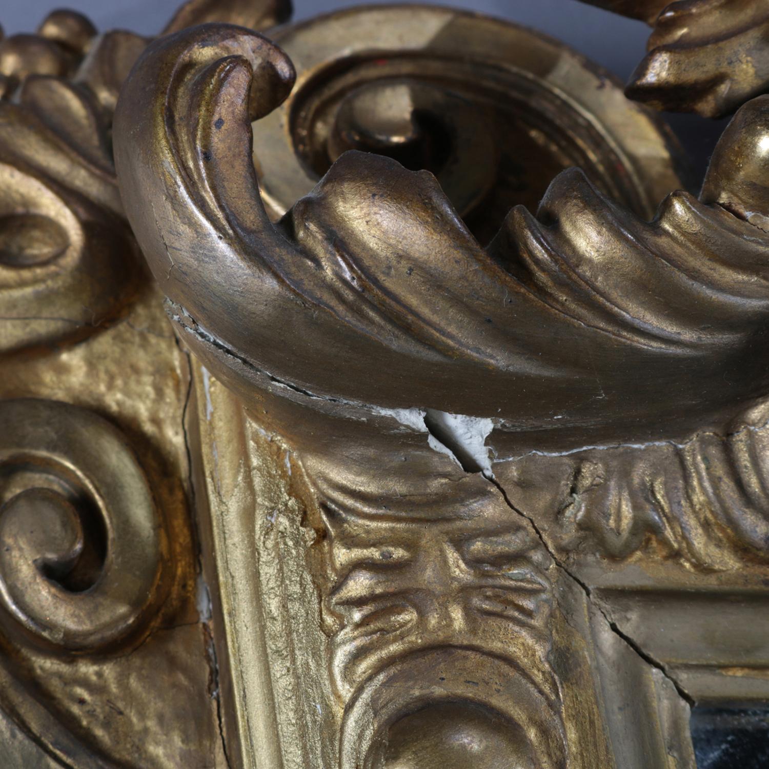 Antique Italian Classical Giltwood Figural Cherub and Foliate Wall Mirror 3