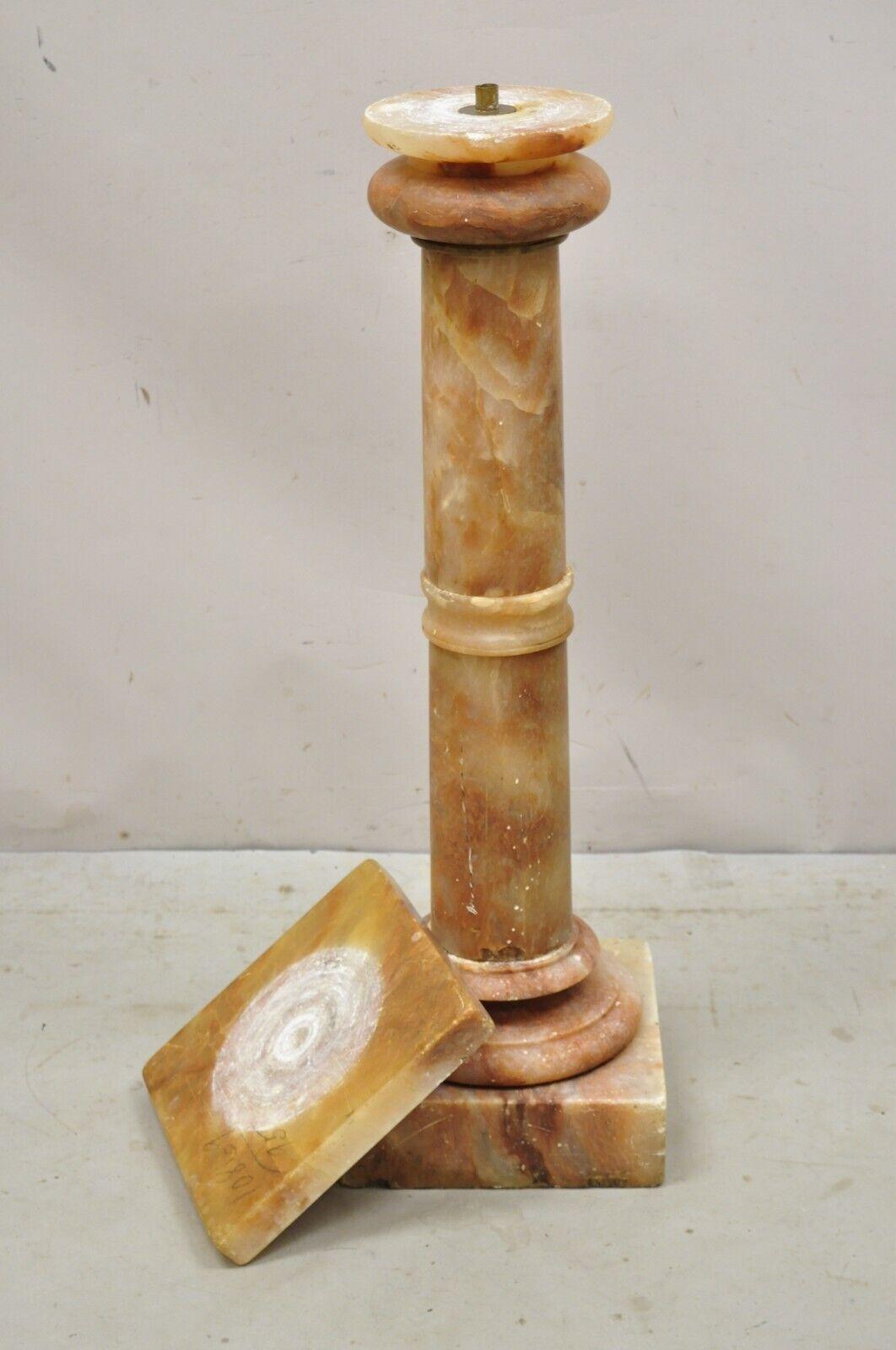 Antique Italian Classical Rouge Onyx Stone Marble Column Pedestal Stand For Sale 6