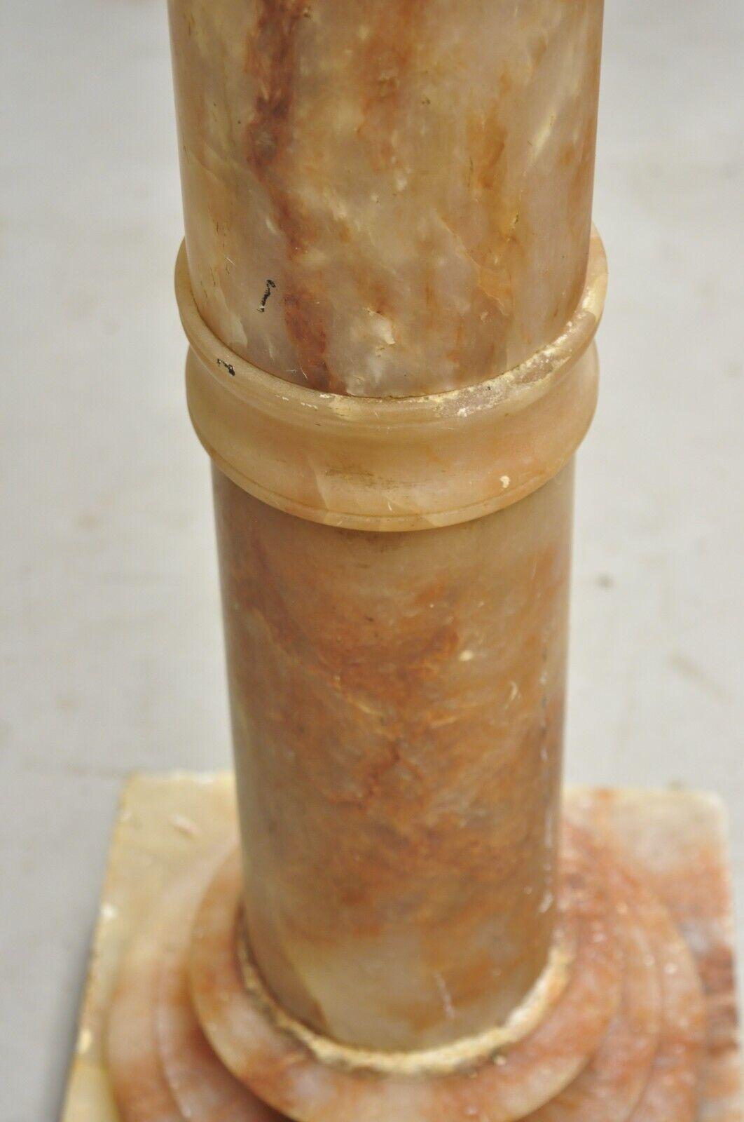 Antique Italian Classical Rouge Onyx Stone Marble Column Pedestal Stand In Good Condition For Sale In Philadelphia, PA