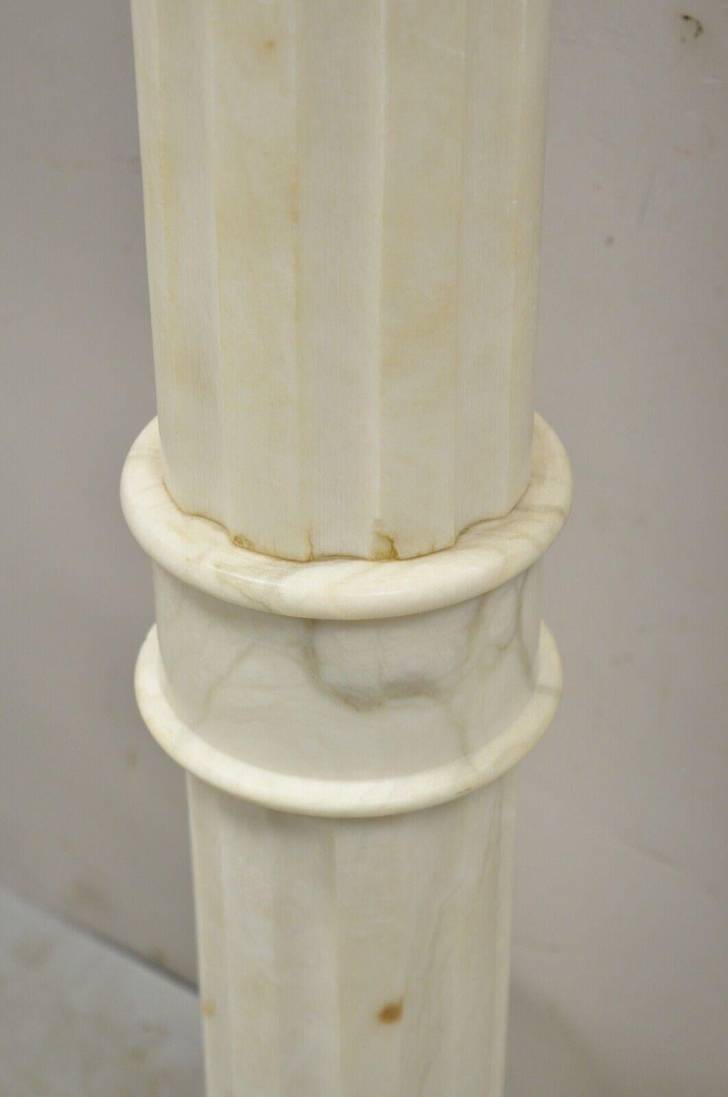 20th Century Antique Italian Classical Style White Marble Column Round Pedestal Plant Stand For Sale