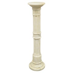 Retro Italian Classical Style White Marble Column Round Pedestal Plant Stand