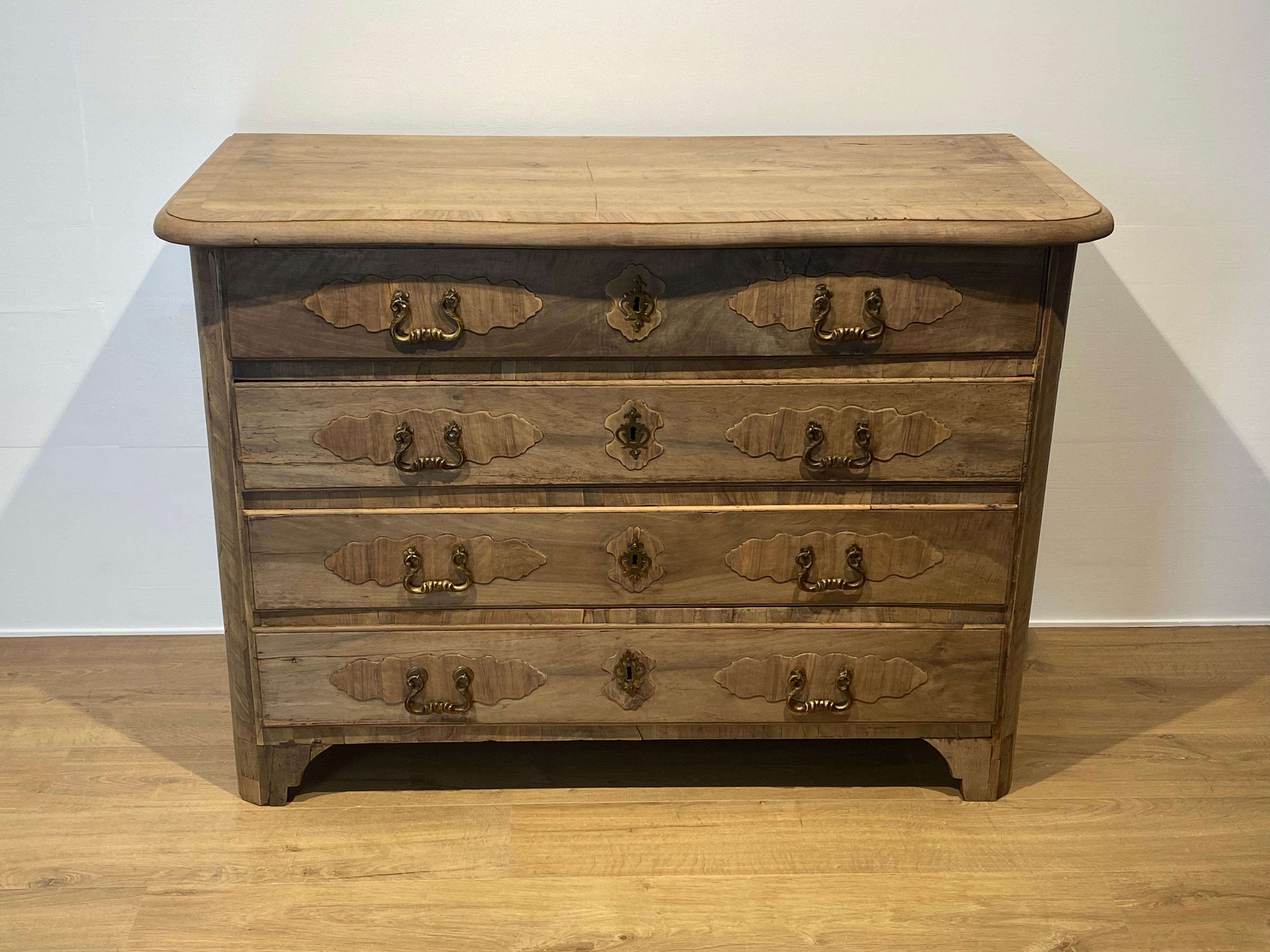 Bleached Antique Italian Commode in bleached Walnut For Sale