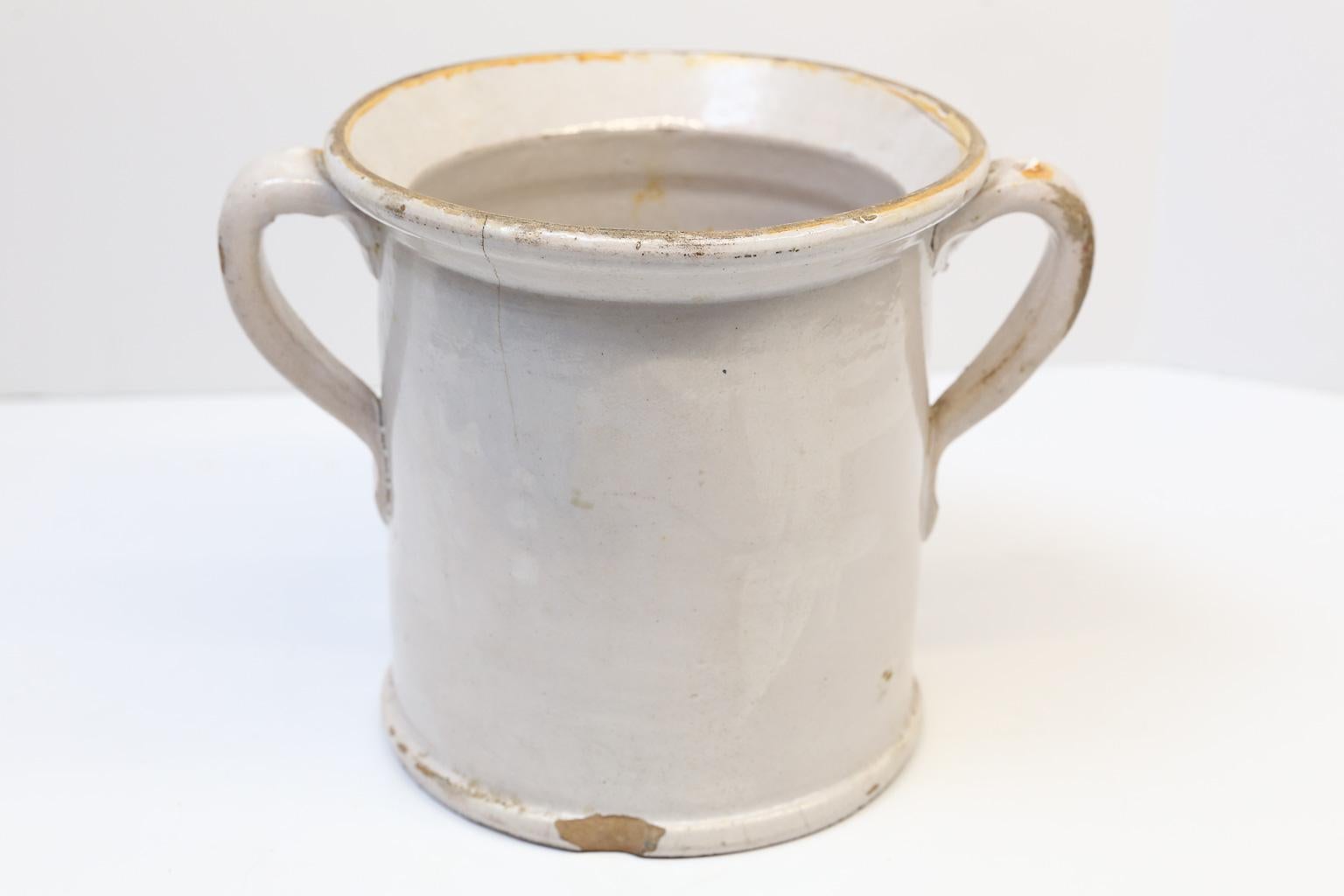 Pottery Antique Italian Confit Pots with Handles For Sale