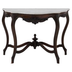 Antique Italian Console in Wood and White Marble