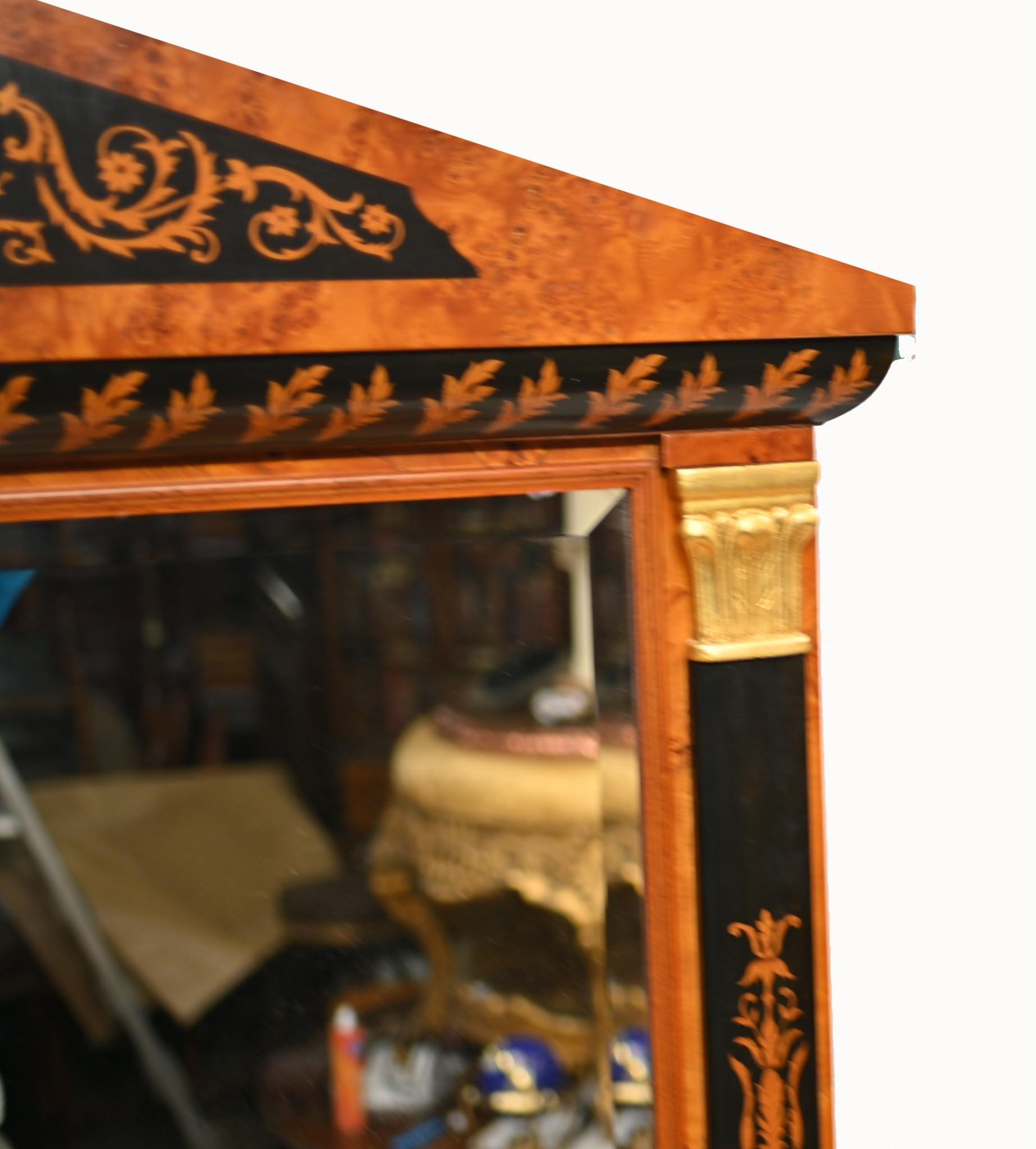Early 20th Century Antique Italian Console Table and Mirror Satinwood Ebony Inlay For Sale
