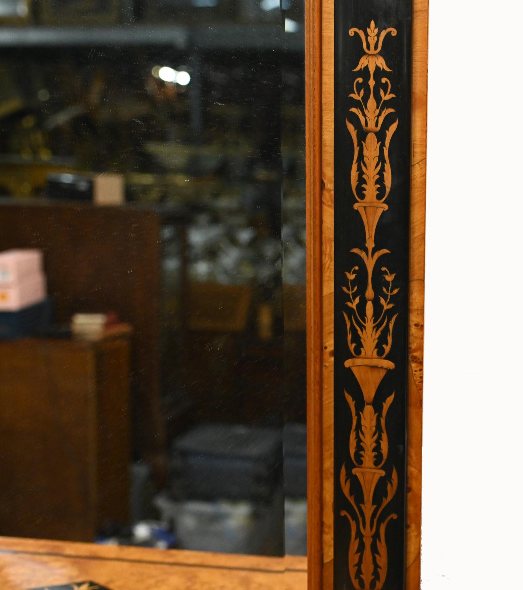 Antique Italian Console Table and Mirror Satinwood Ebony Inlay For Sale 5