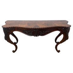 Antique Italian Console Table in Burr Walnut