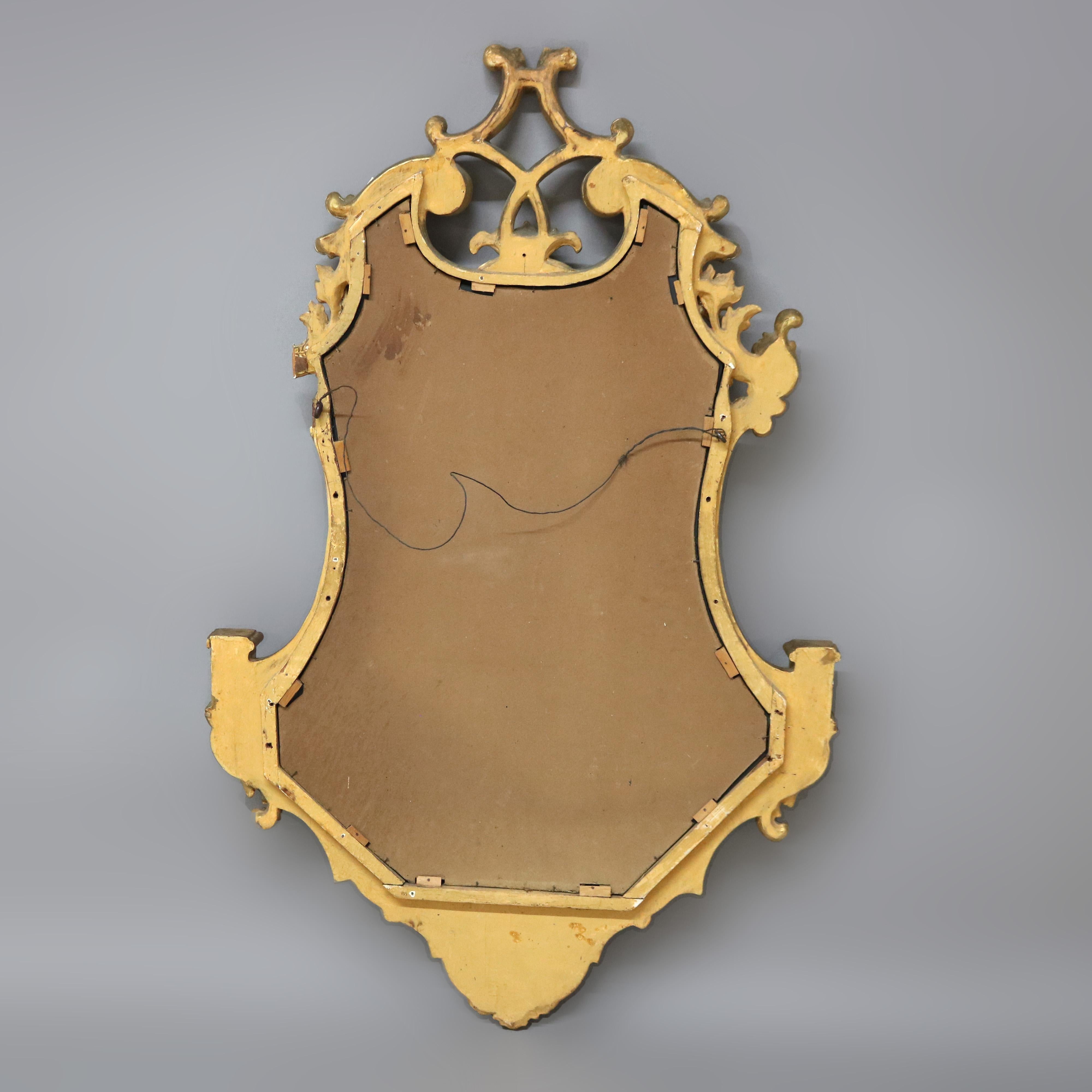 Antique Italian Continental Baroque Figural Wind God Giltwood Wall Mirror C1920 For Sale 8