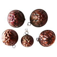 Antique Italian Cooper Molls Wall Decoración  for Kitchen Lot of 5