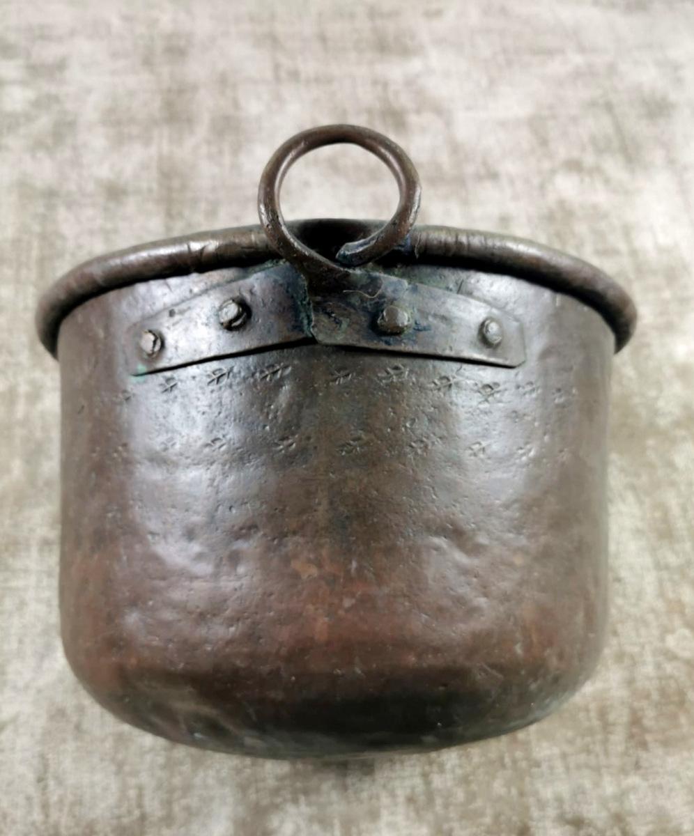 antique copper pot with handle
