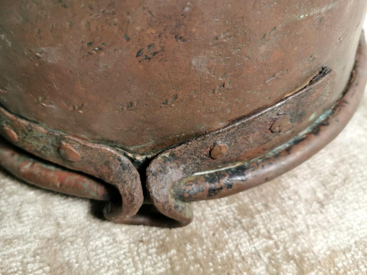 Other Antique Italian Copper Pot With Handles  Hand Forged With Beautiful Patina