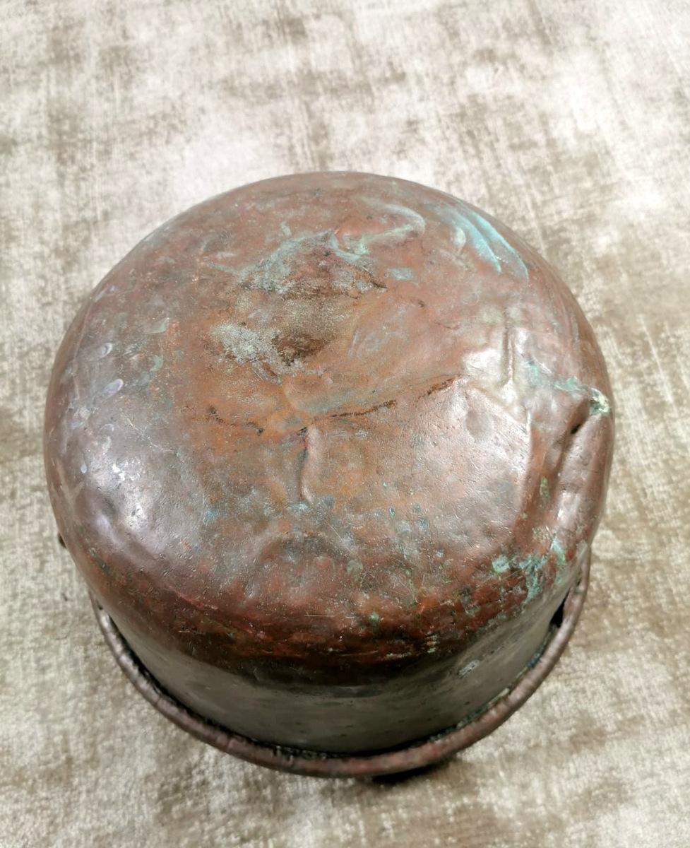 19th Century Antique Italian Copper Pot With Handles  Hand Forged With Beautiful Patina