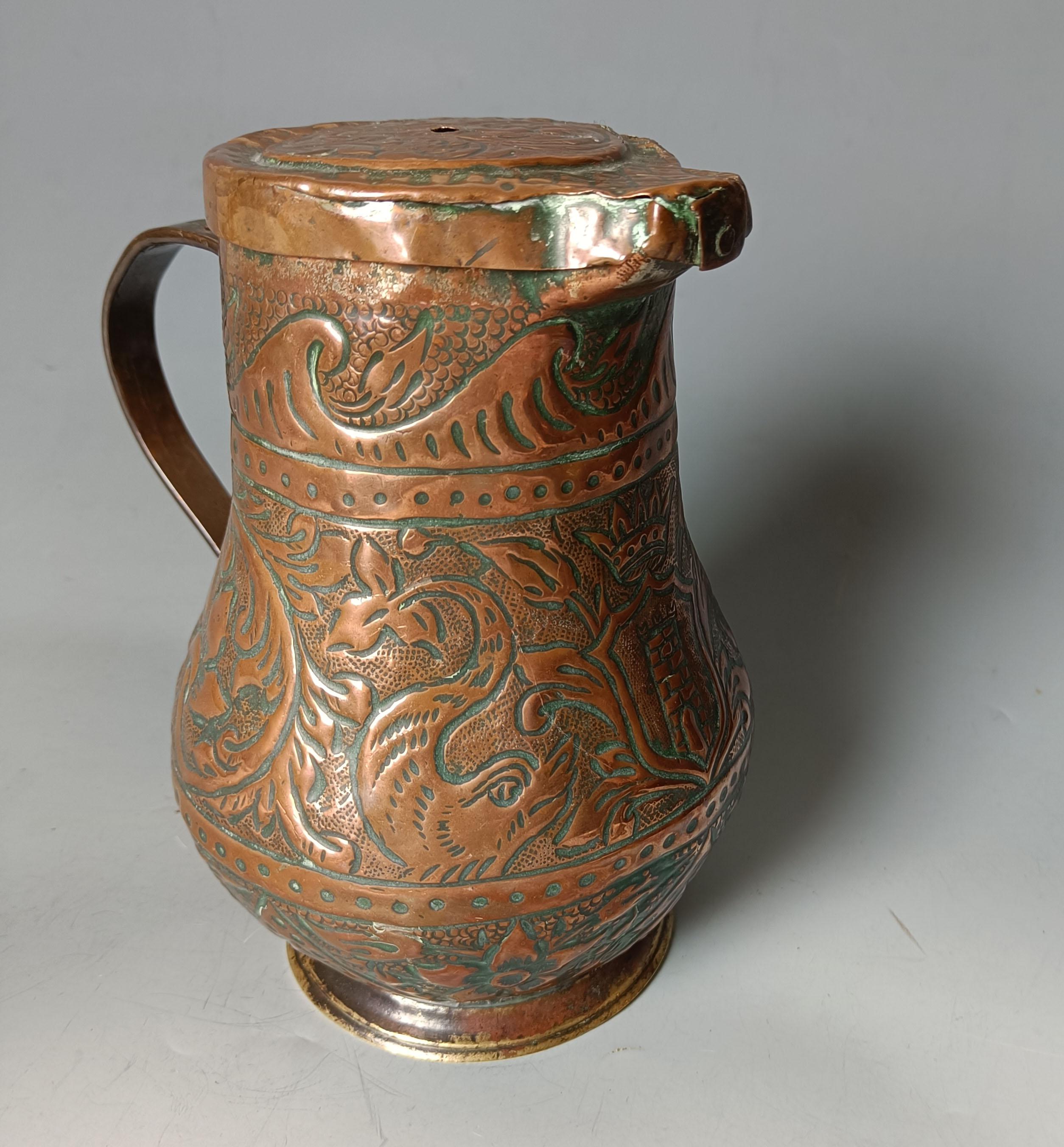 Hand-Crafted Antique Italian Copper Wine pitcher 18th Century Venetian Venice European   For Sale