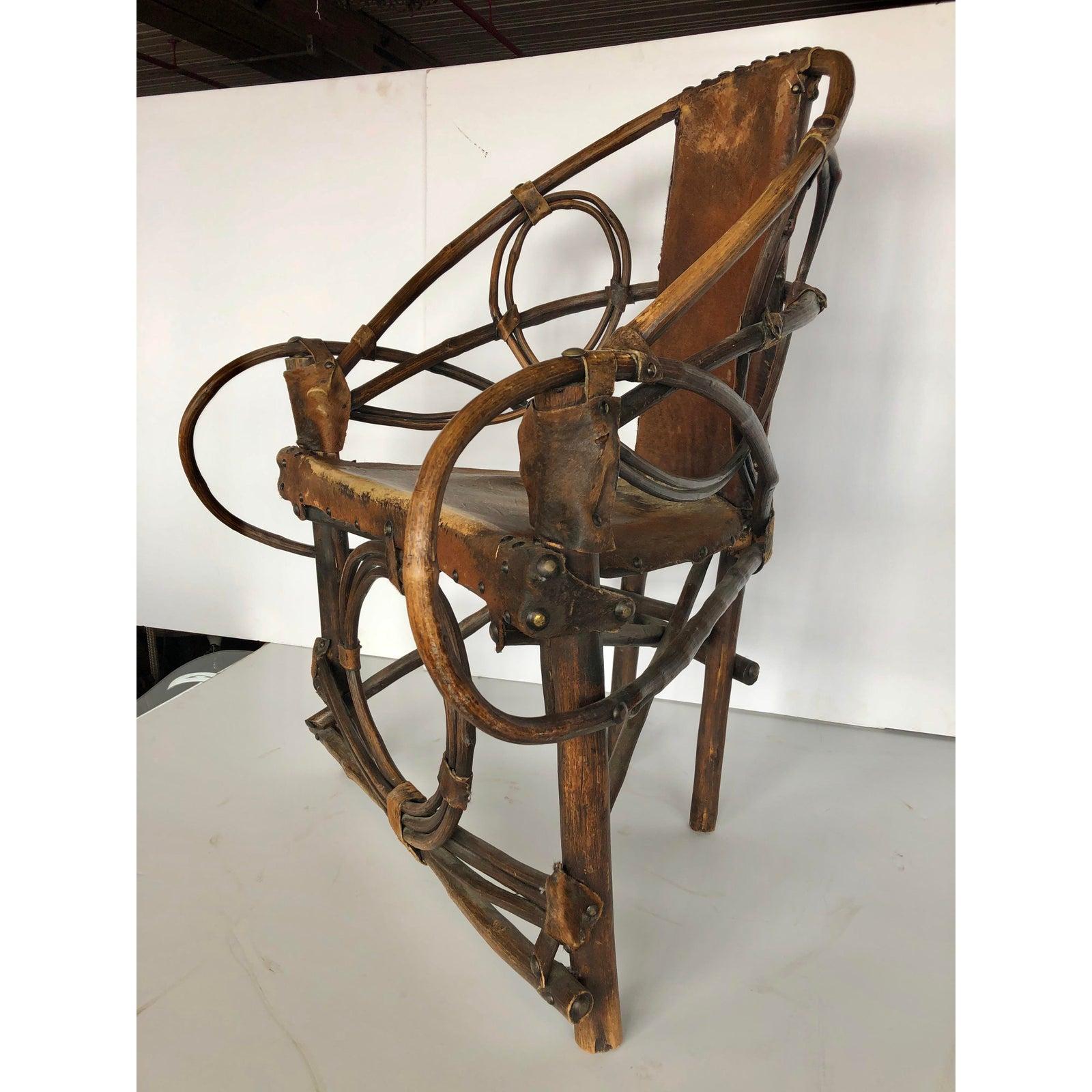 Antique Italian cowhide accent chair.