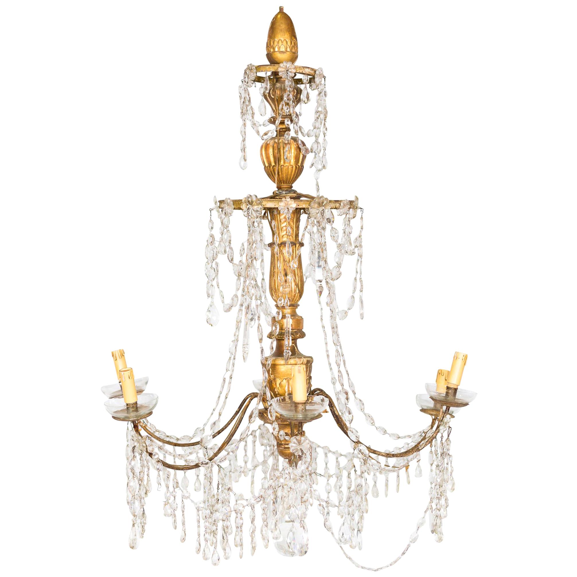  Italian Giltwood and Crystal Chandelier, 18th Century