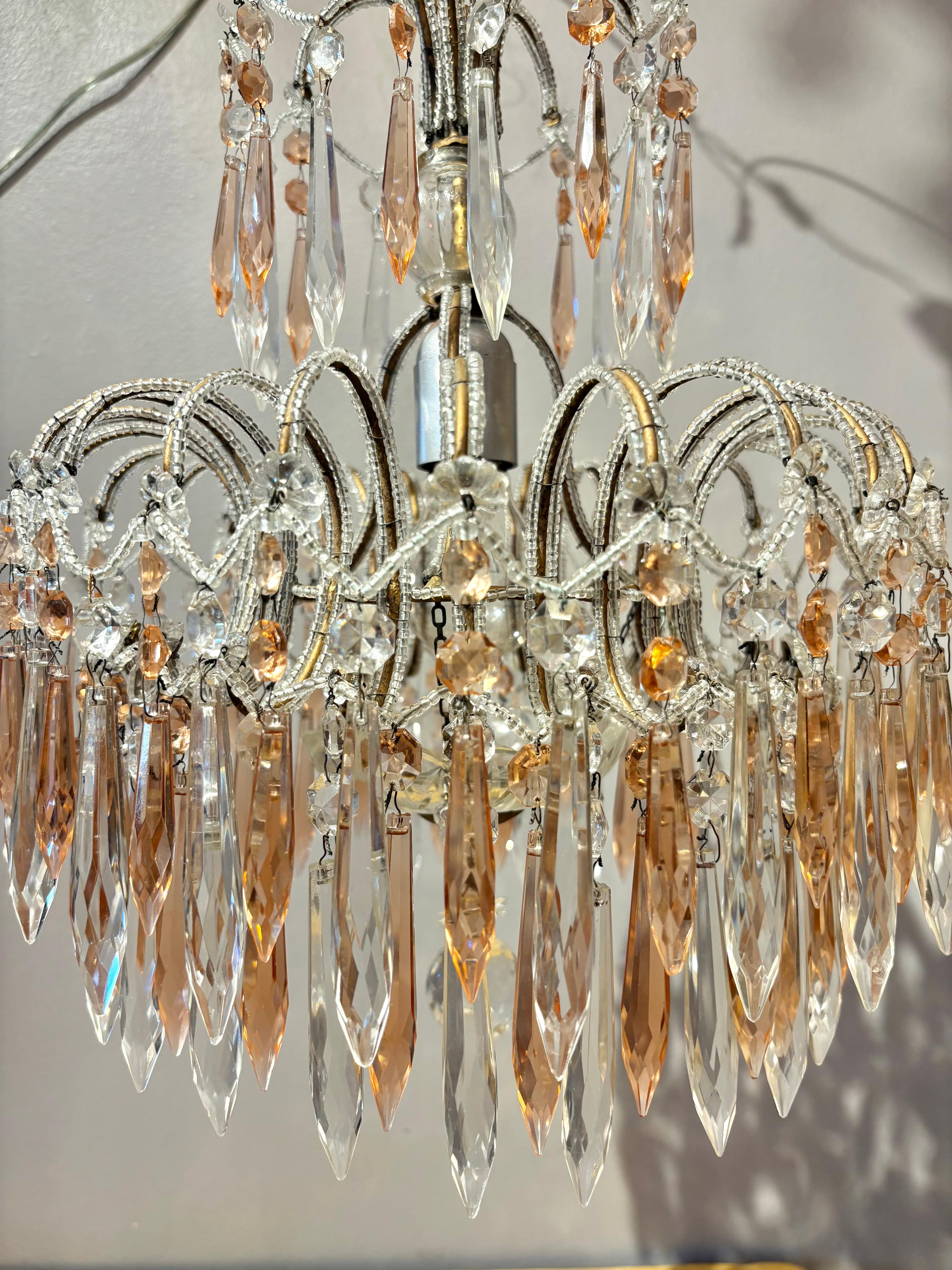 Antique Italian Crystal Chandelier In Good Condition For Sale In Los Angeles, CA